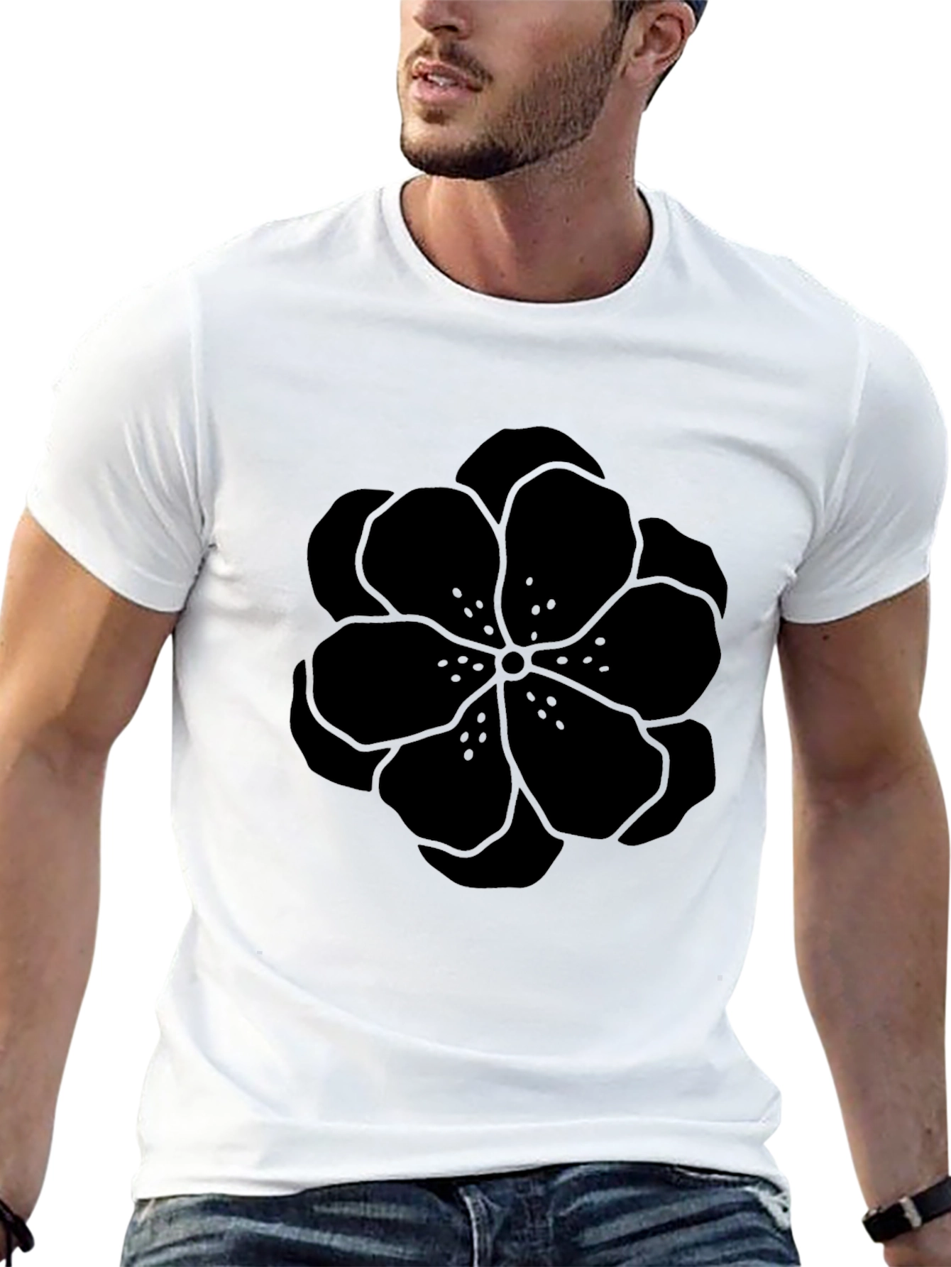 Black Floral Graphic T-Shirt - Stylish Mens Apparel