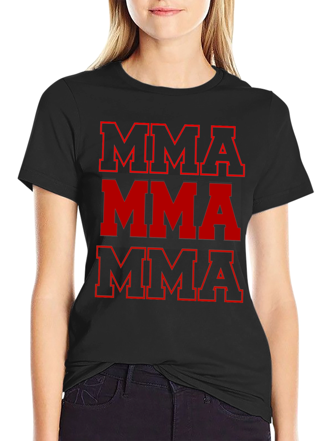 MMA Red Letter Graphic Black T-Shirt