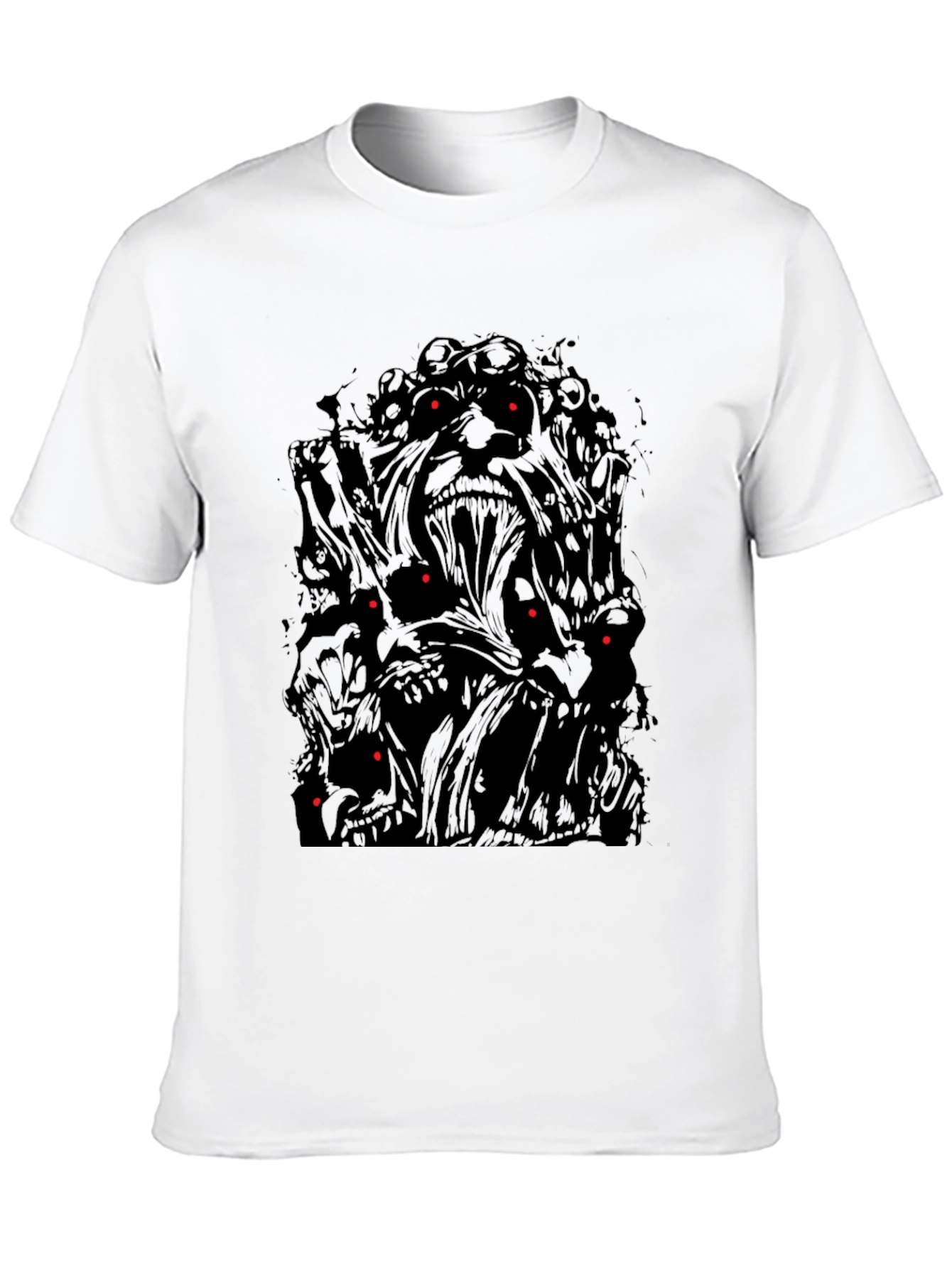 Mens Black Graphic Tee - Monster Design