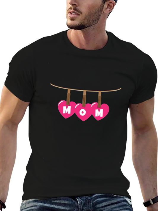 Mom Heart Clothesline Graphic T-Shirt