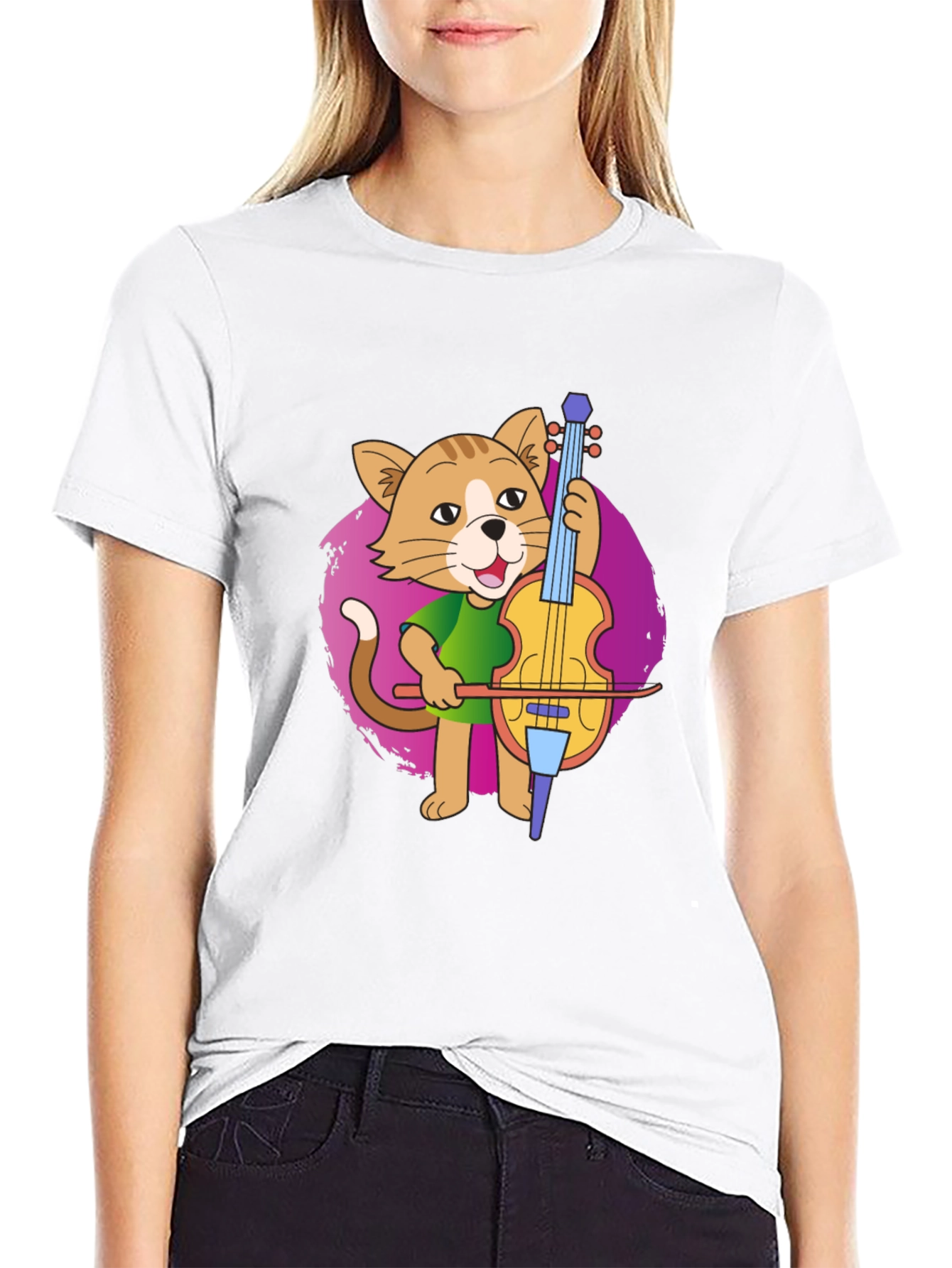 Cat Cellist T-Shirt: Musical Feline Tee
