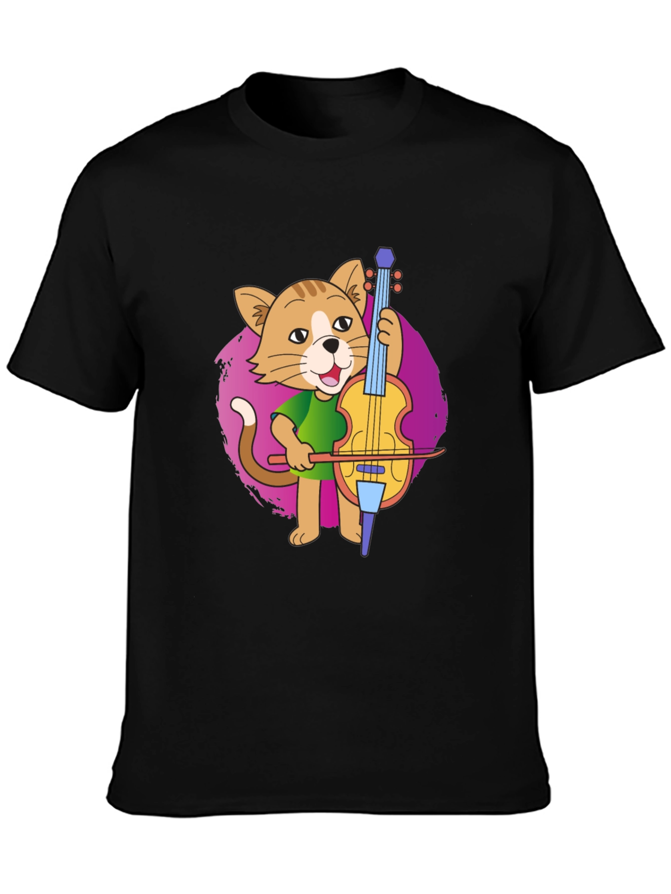 Cat Cellist T-Shirt: Musical Feline Tee