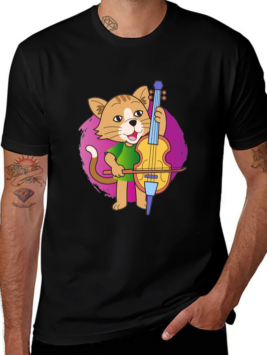 Cat Cellist T-Shirt: Musical Feline Tee