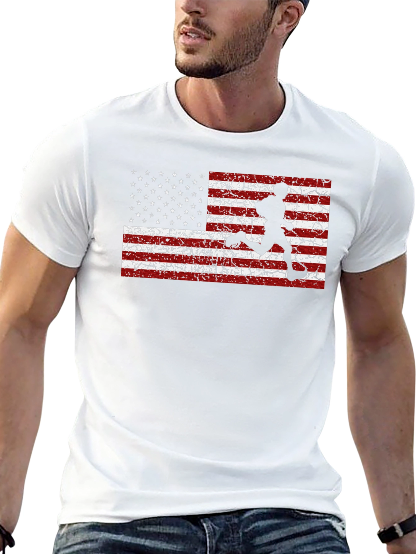 American Flag Runner Graphic T-Shirt