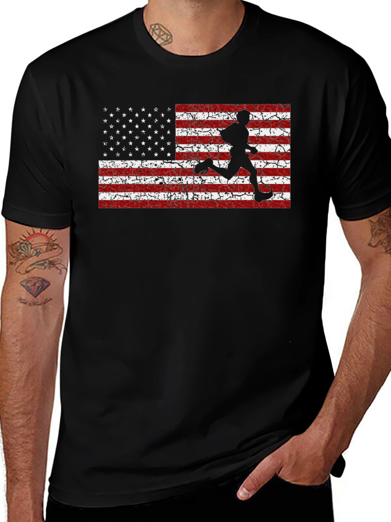 American Flag Runner Graphic T-Shirt