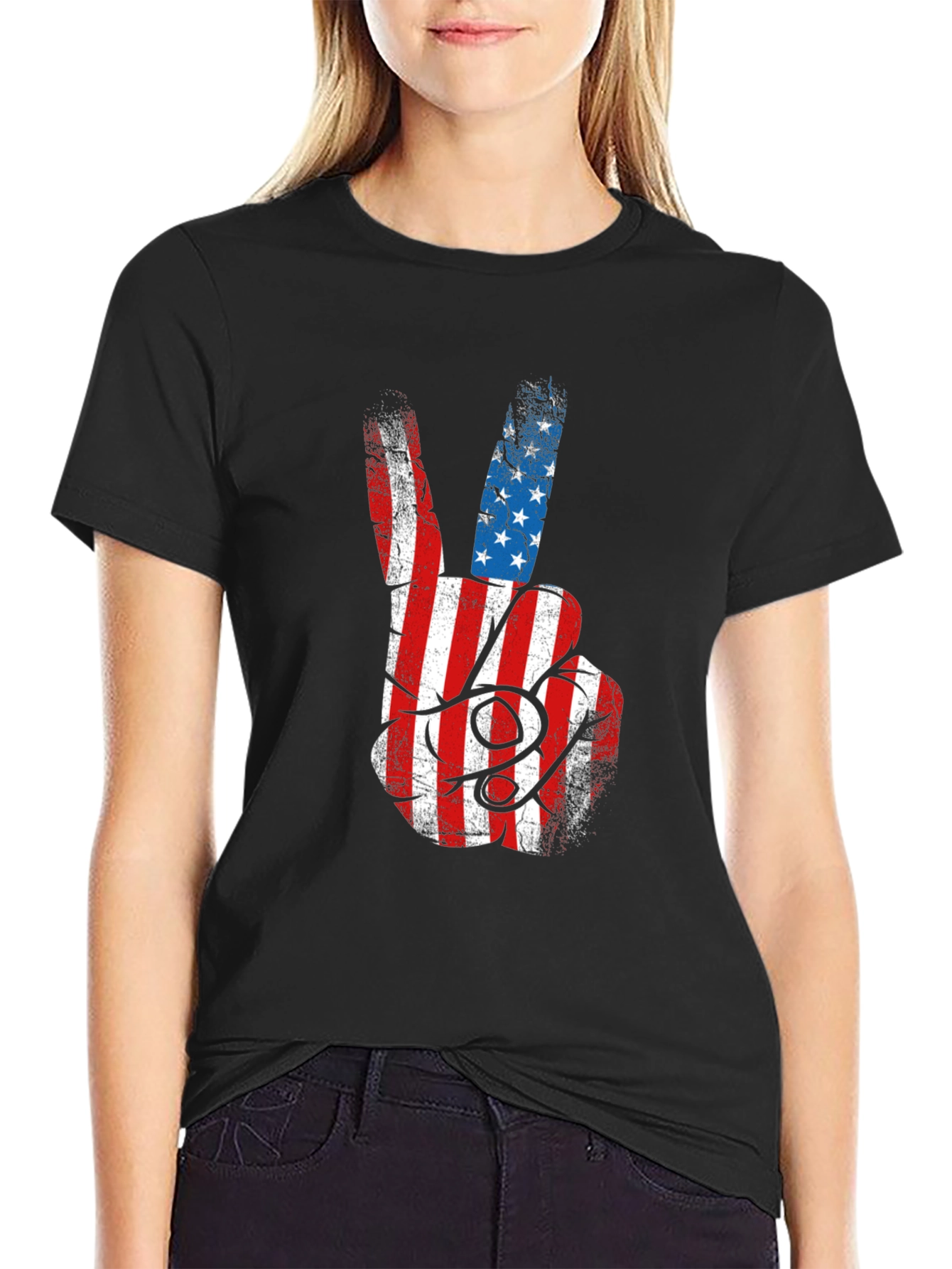 American Flag Peace Sign Graphic Tee