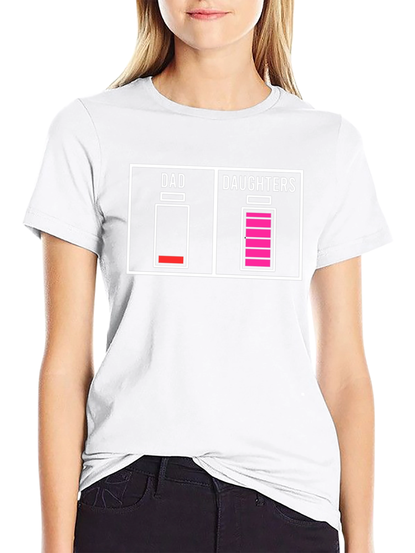 Dad Low Battery Daughters Full T-Shirt