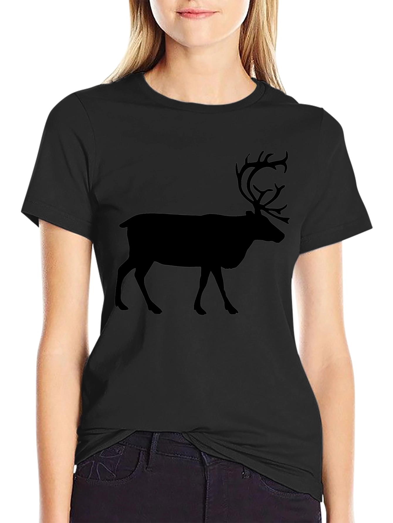 Black Reindeer Graphic T-Shirt