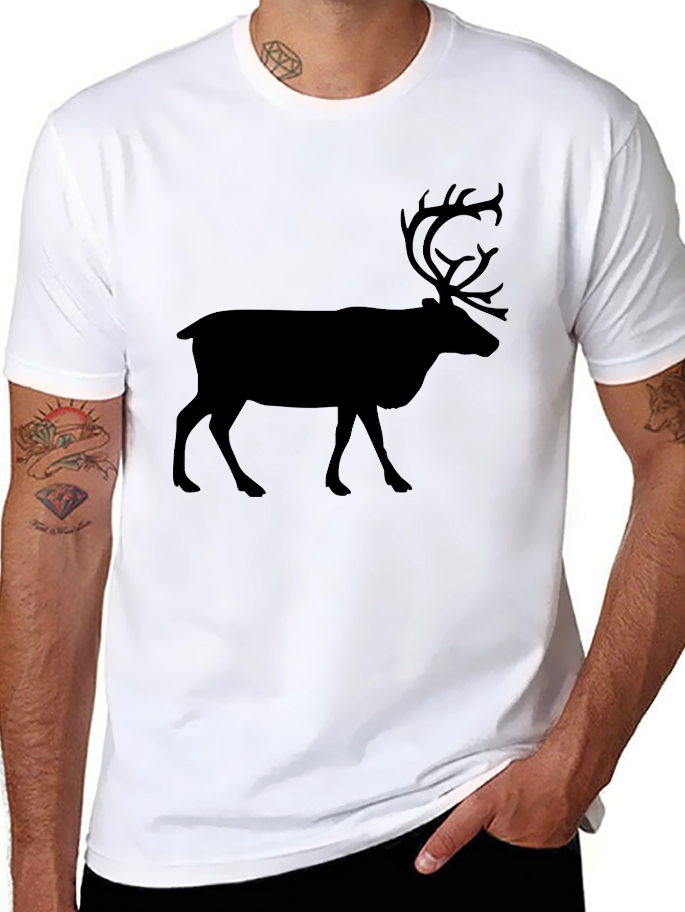 Black Reindeer Graphic T-Shirt