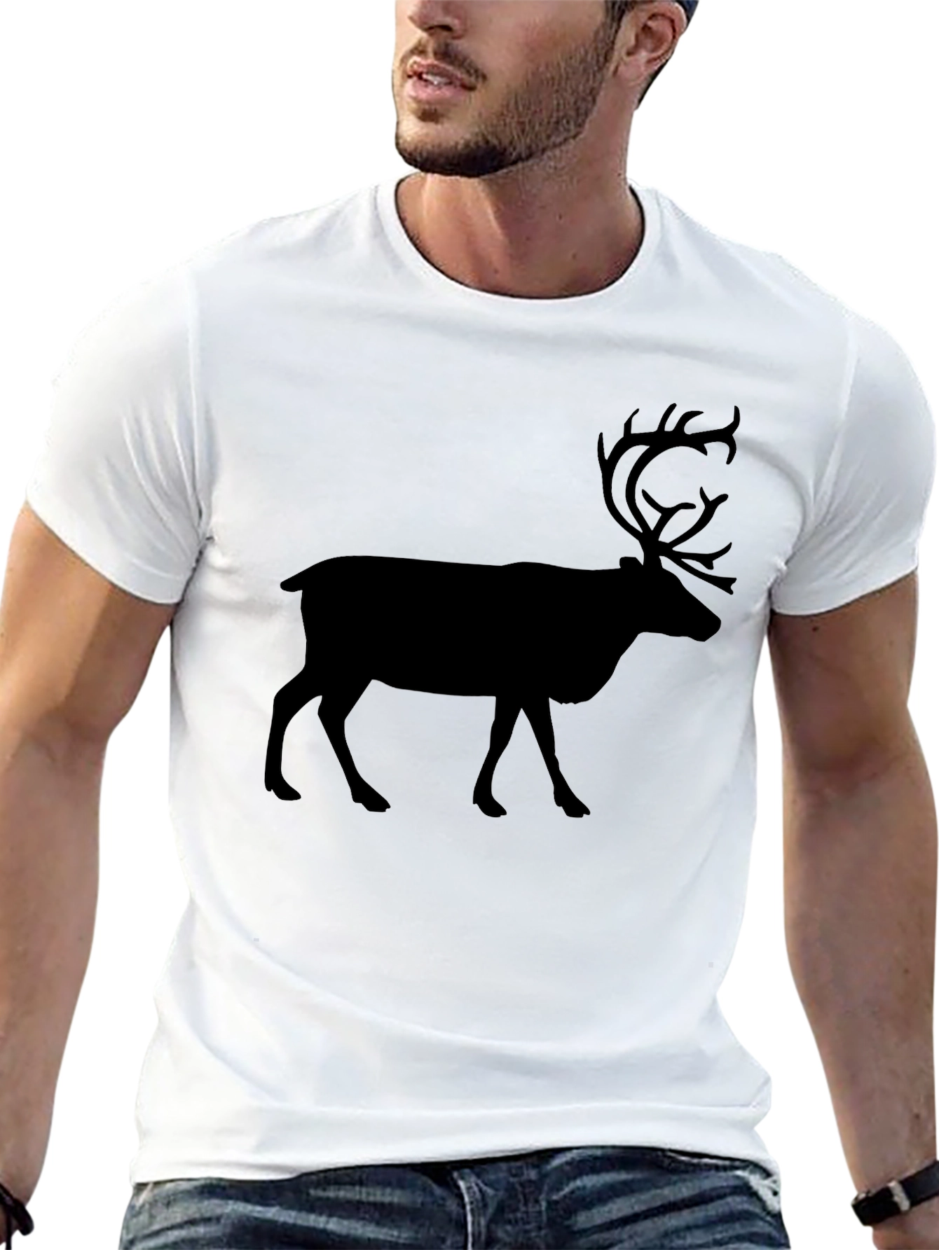 Black Reindeer Graphic T-Shirt