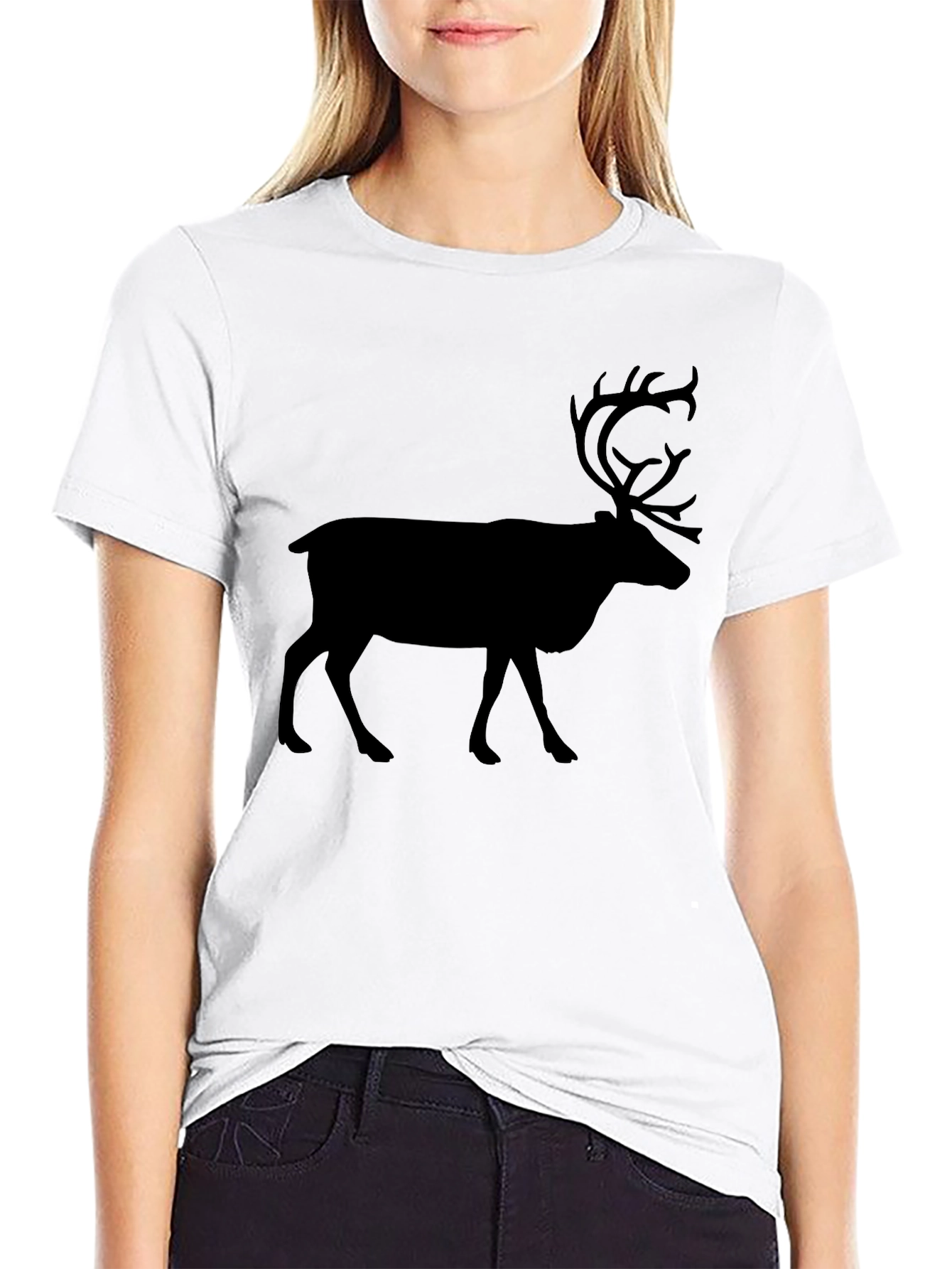 Black Reindeer Graphic T-Shirt
