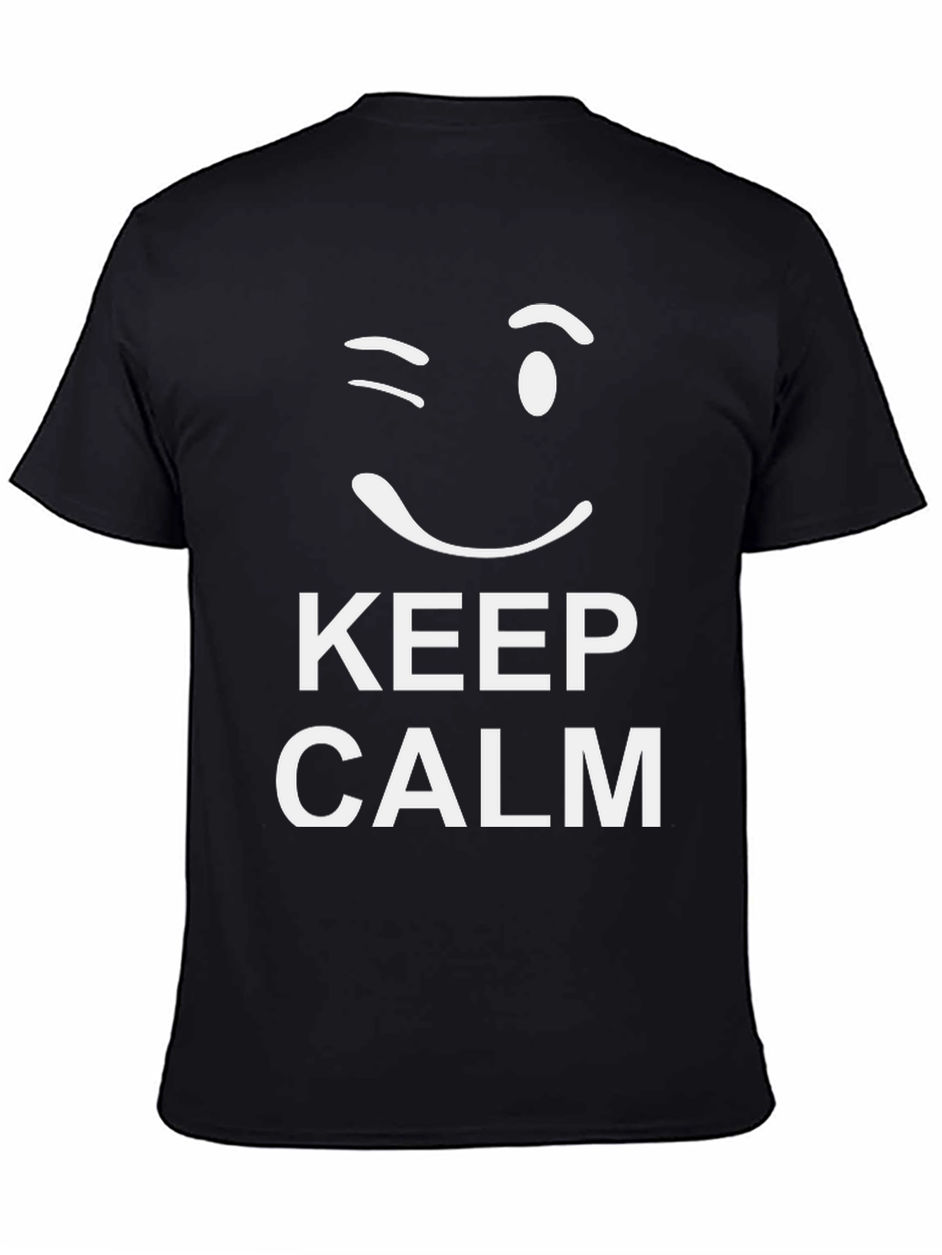Keep Calm Wink Graphic Tee - Black Cotton T-Shirt