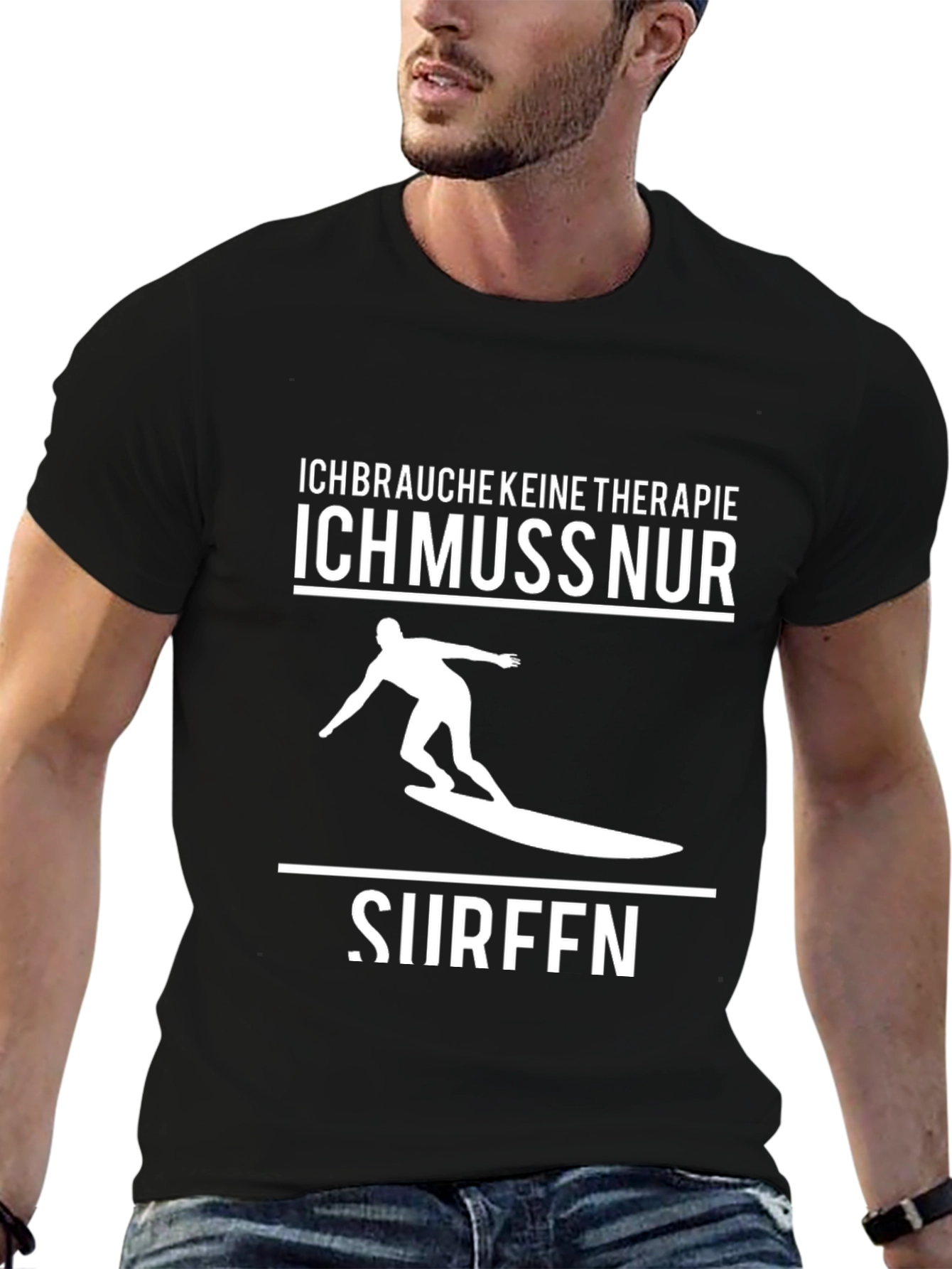 Surfing Therapy T-Shirt - Mens Black Cotton Tee
