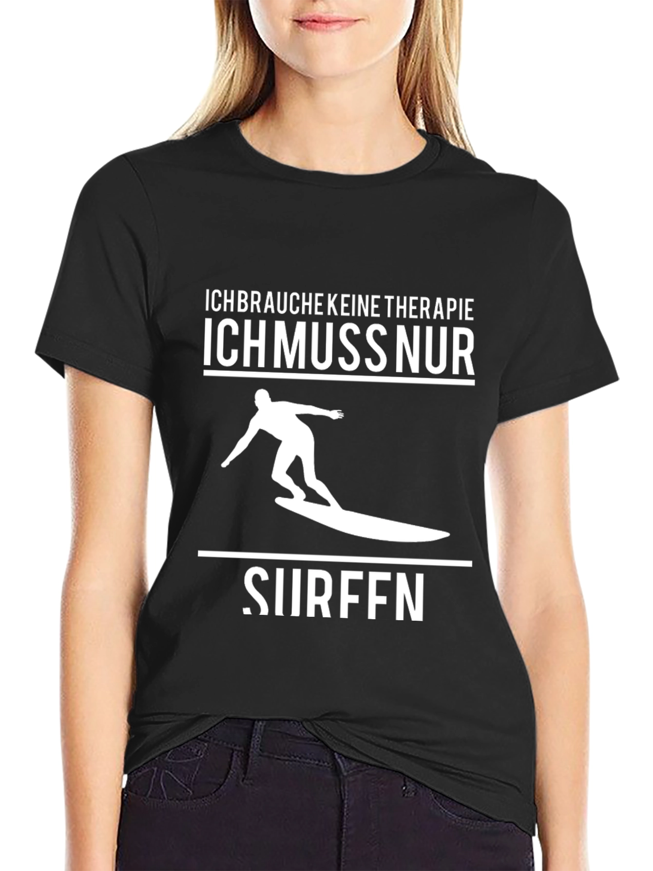 Surfing Therapy T-Shirt - Mens Black Cotton Tee