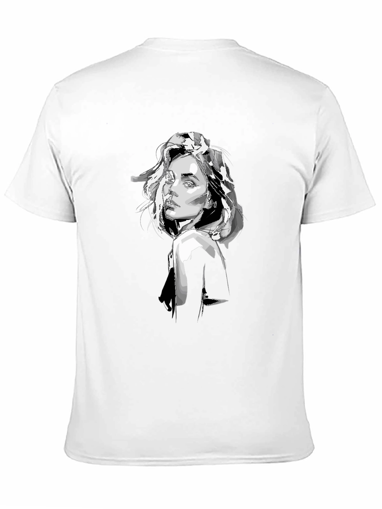 Black T-Shirt with Graphic Woman Print