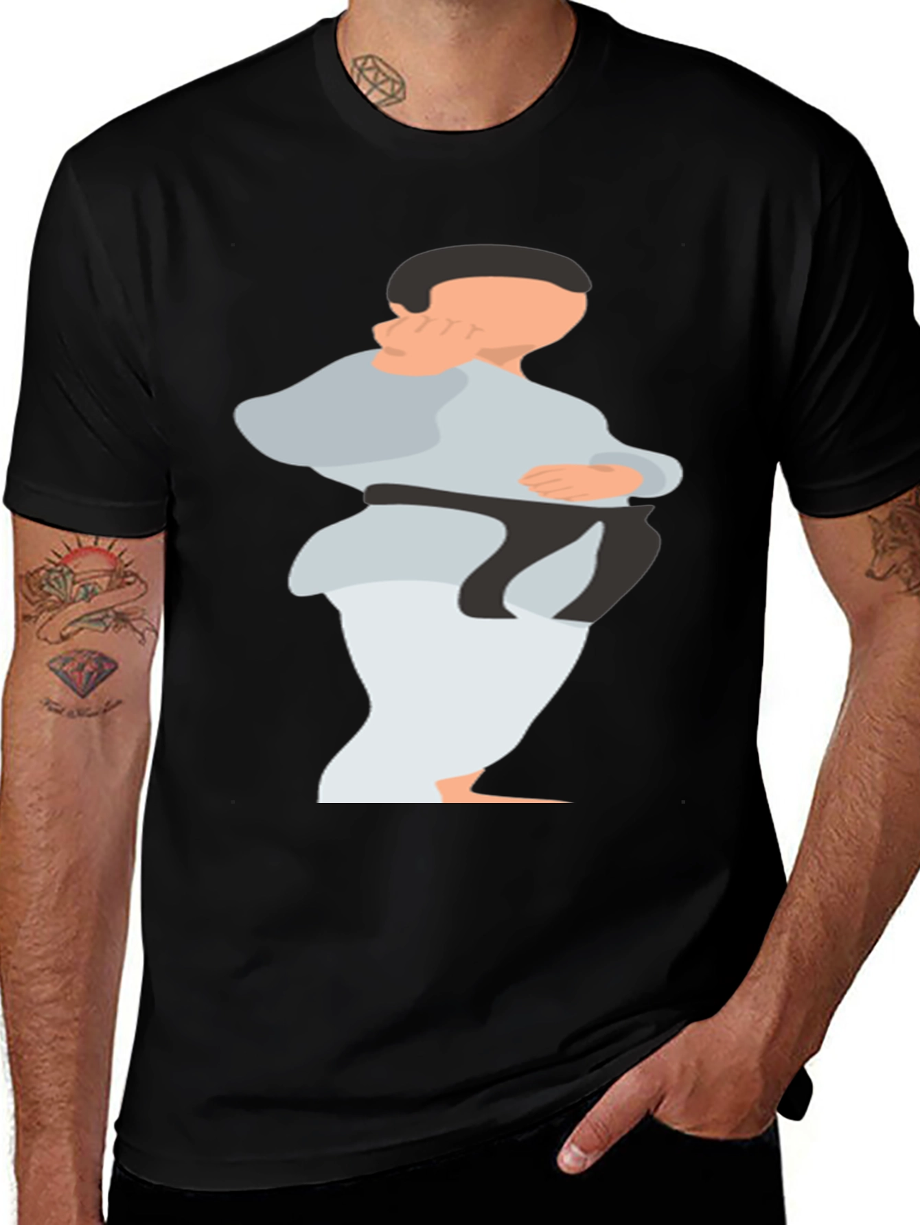 Karate Graphic T-Shirt - Black Cotton Blend