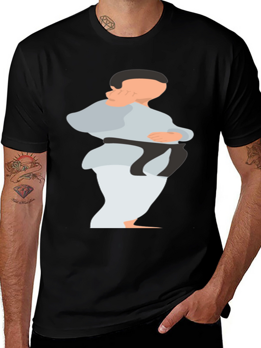 Karate Graphic T-Shirt - Black Cotton Blend