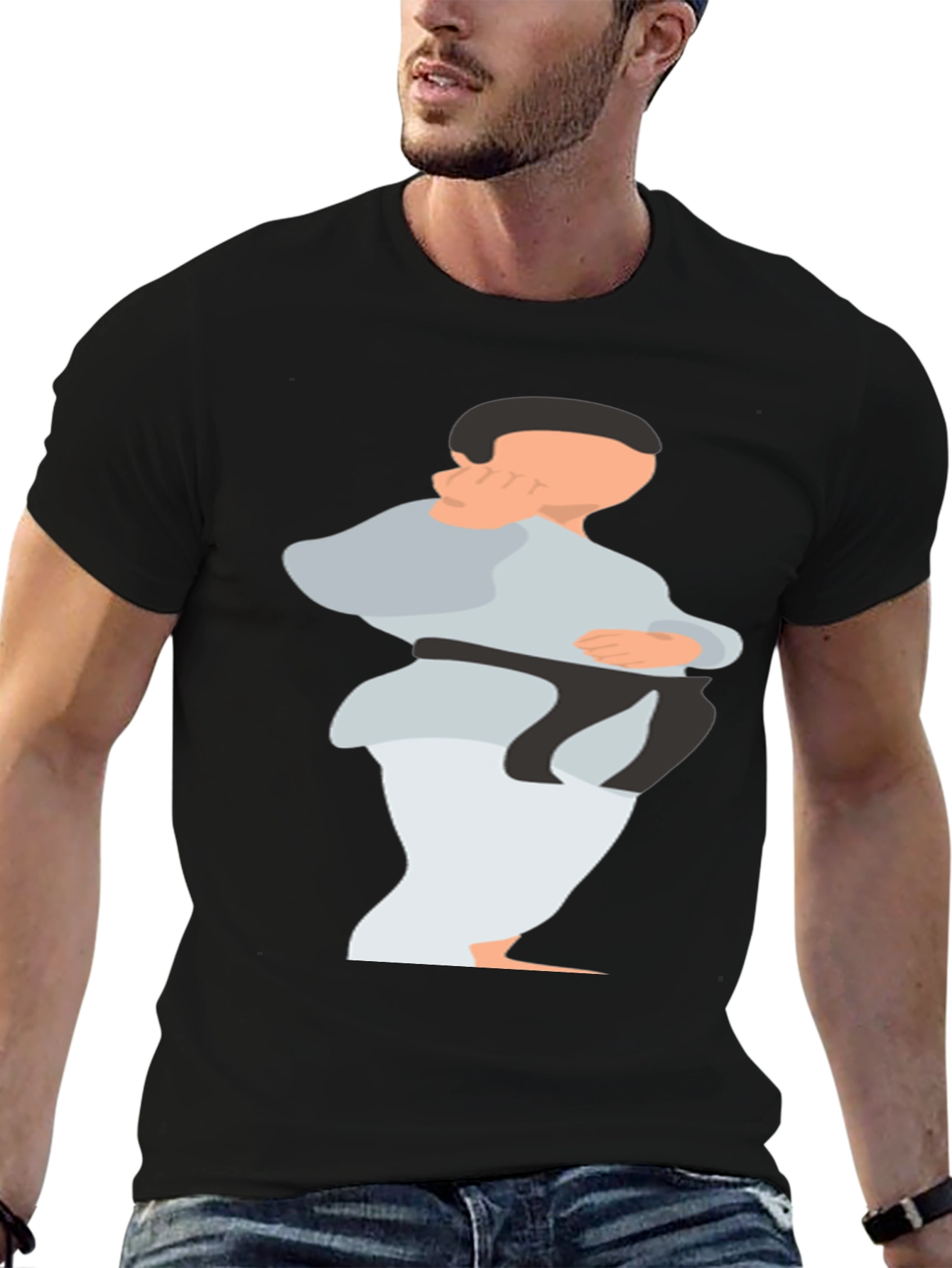 Karate Graphic T-Shirt - Black Cotton Blend