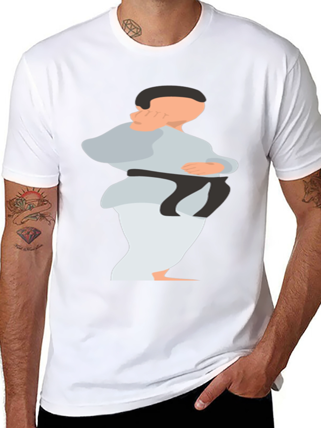 Karate Graphic T-Shirt - Black Cotton Blend