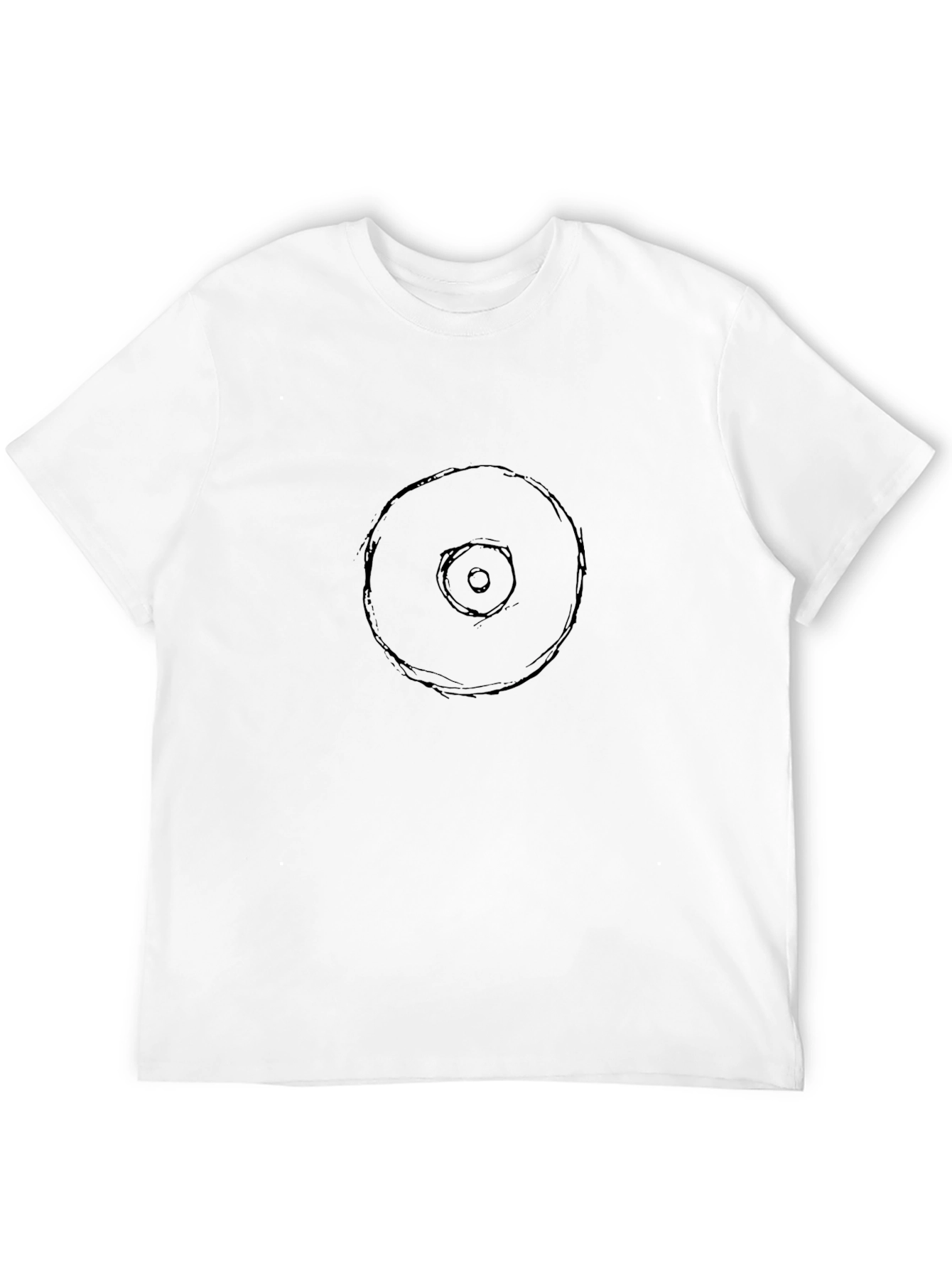 Mens Black Graphic Tee - Abstract Circle Design