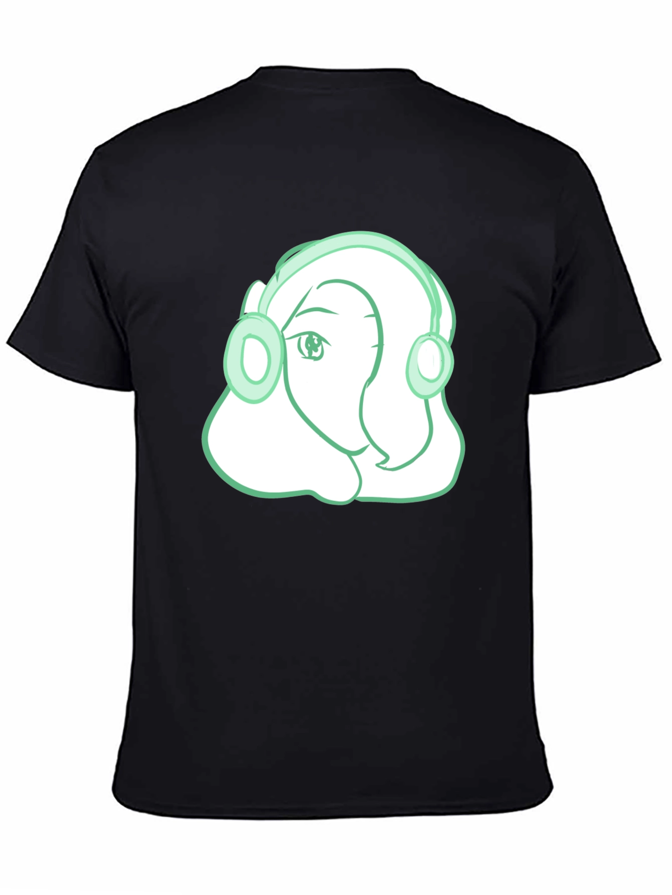 Headphone Girl Graphic T-Shirt - Trendy Black Tee