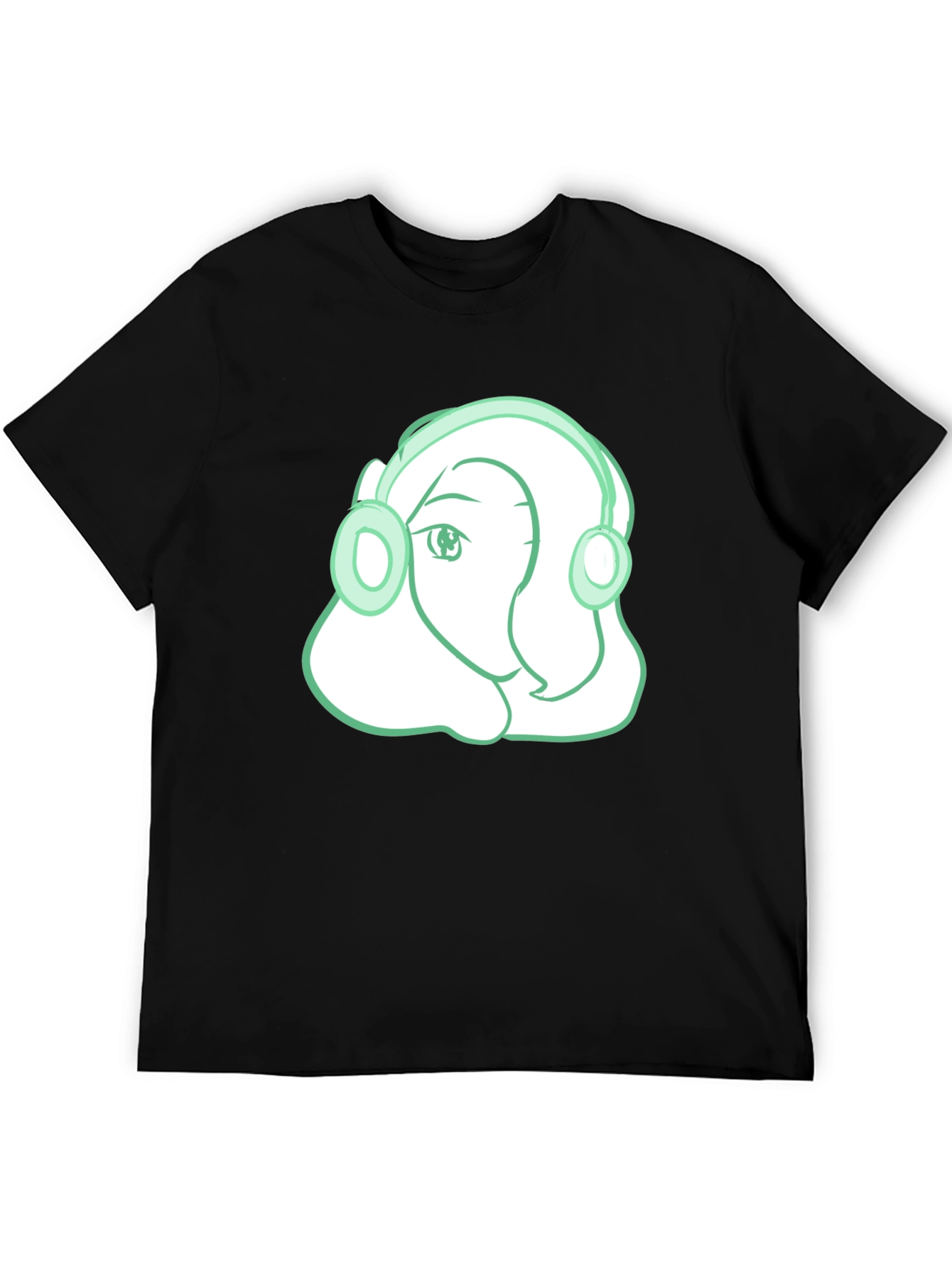 Headphone Girl Graphic T-Shirt - Trendy Black Tee