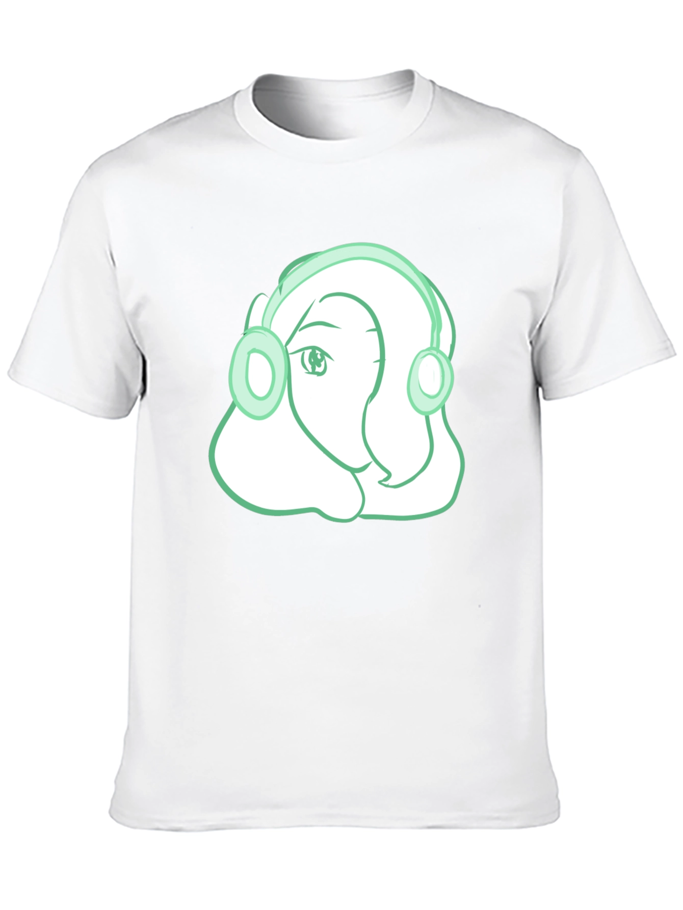 Headphone Girl Graphic T-Shirt - Trendy Black Tee