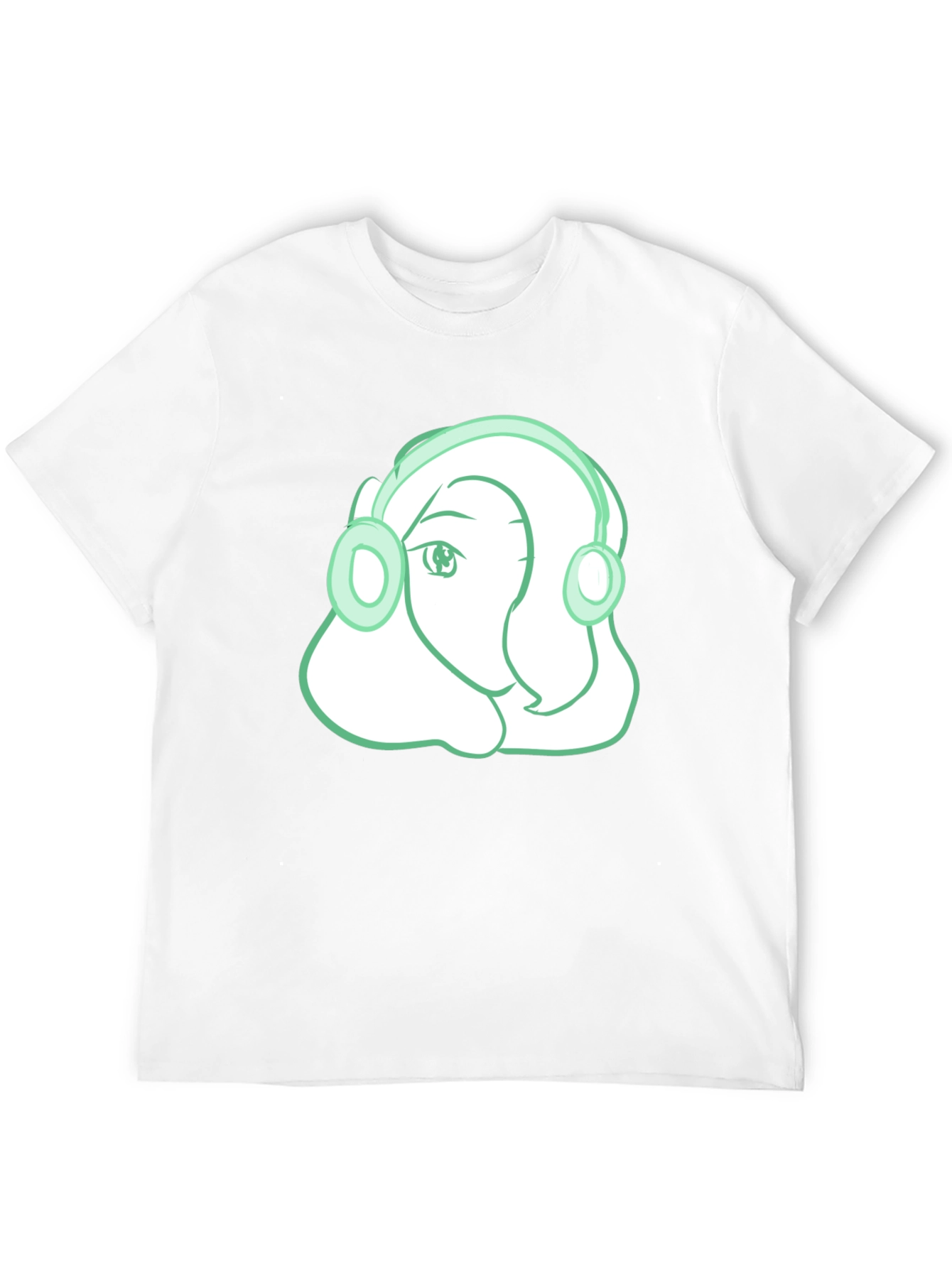 Headphone Girl Graphic T-Shirt - Trendy Black Tee