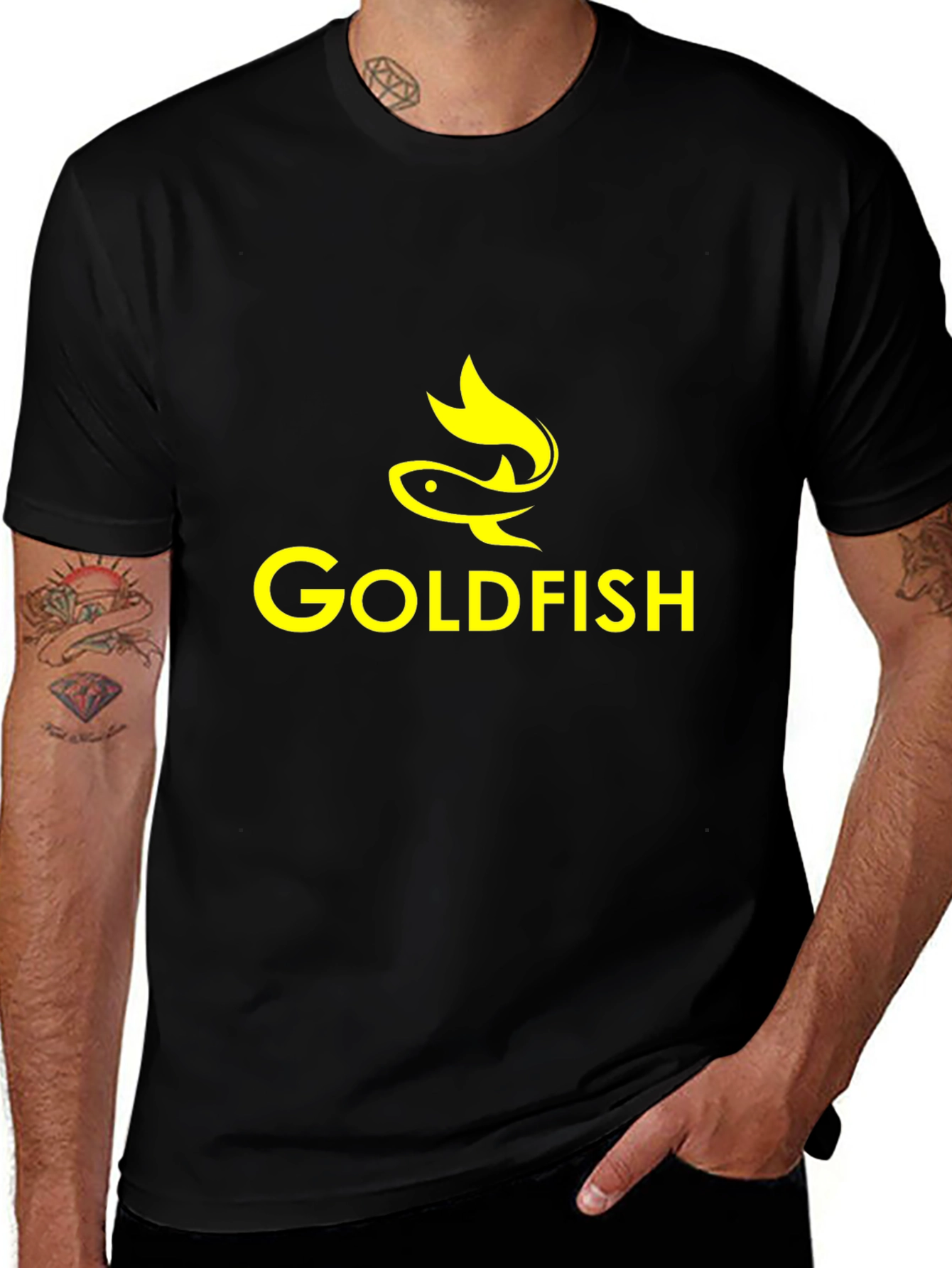 Goldfish Graphic Print Black T-Shirt