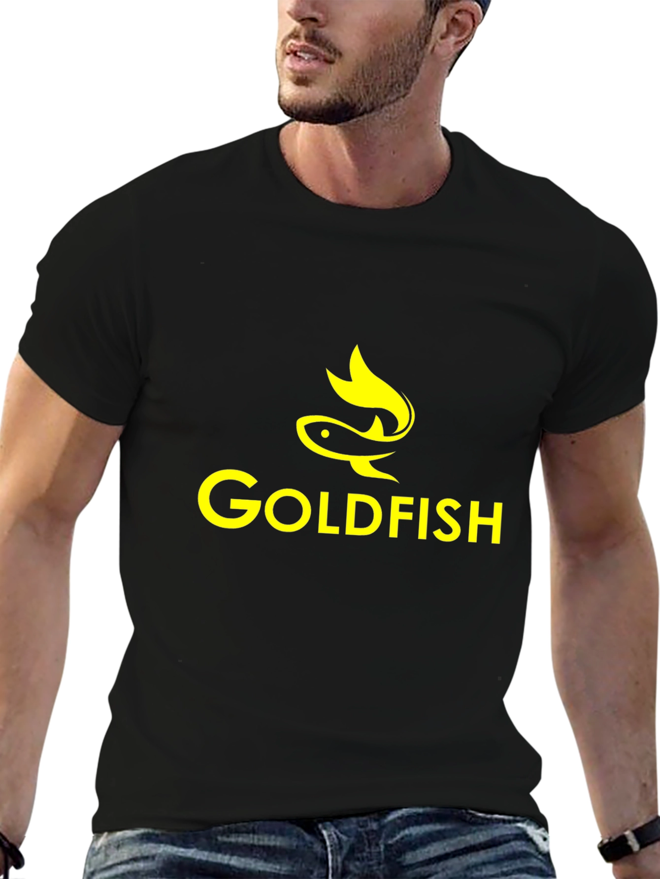 Goldfish Graphic Print Black T-Shirt