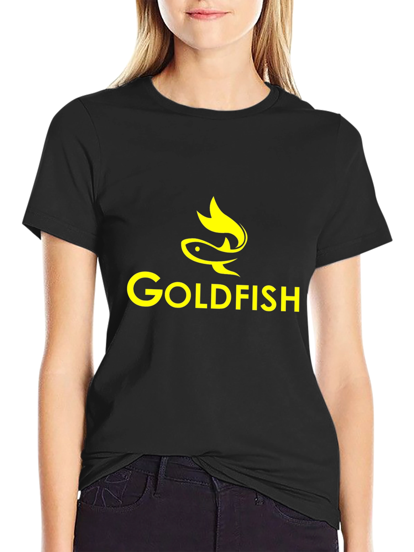 Goldfish Graphic Print Black T-Shirt