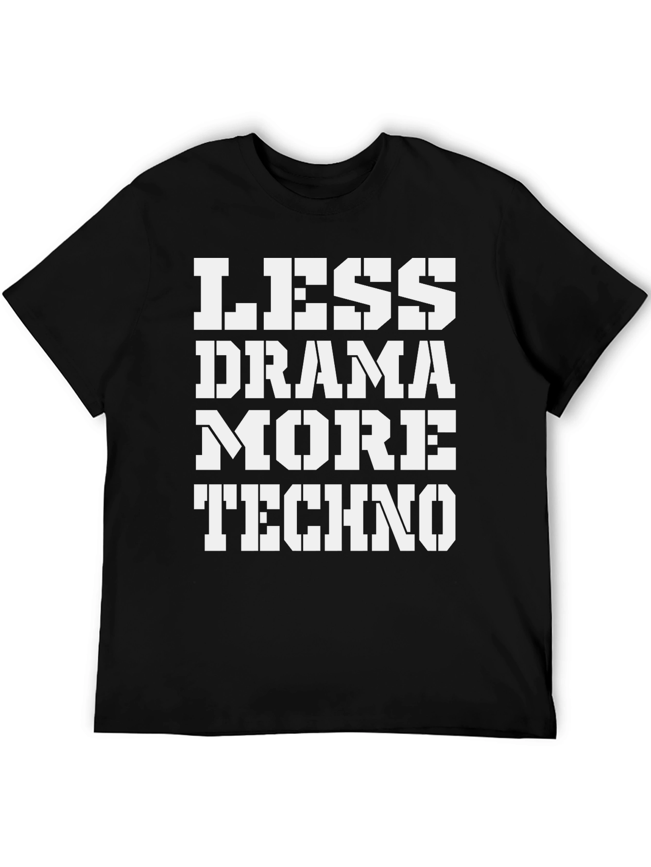 Less Drama More Techno Black Graphic Tee