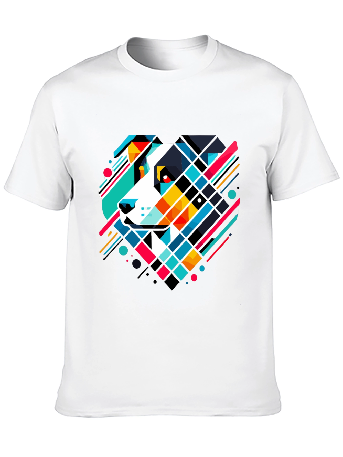 Geometric Dog Graphic Tee - Modern Art T-Shirt