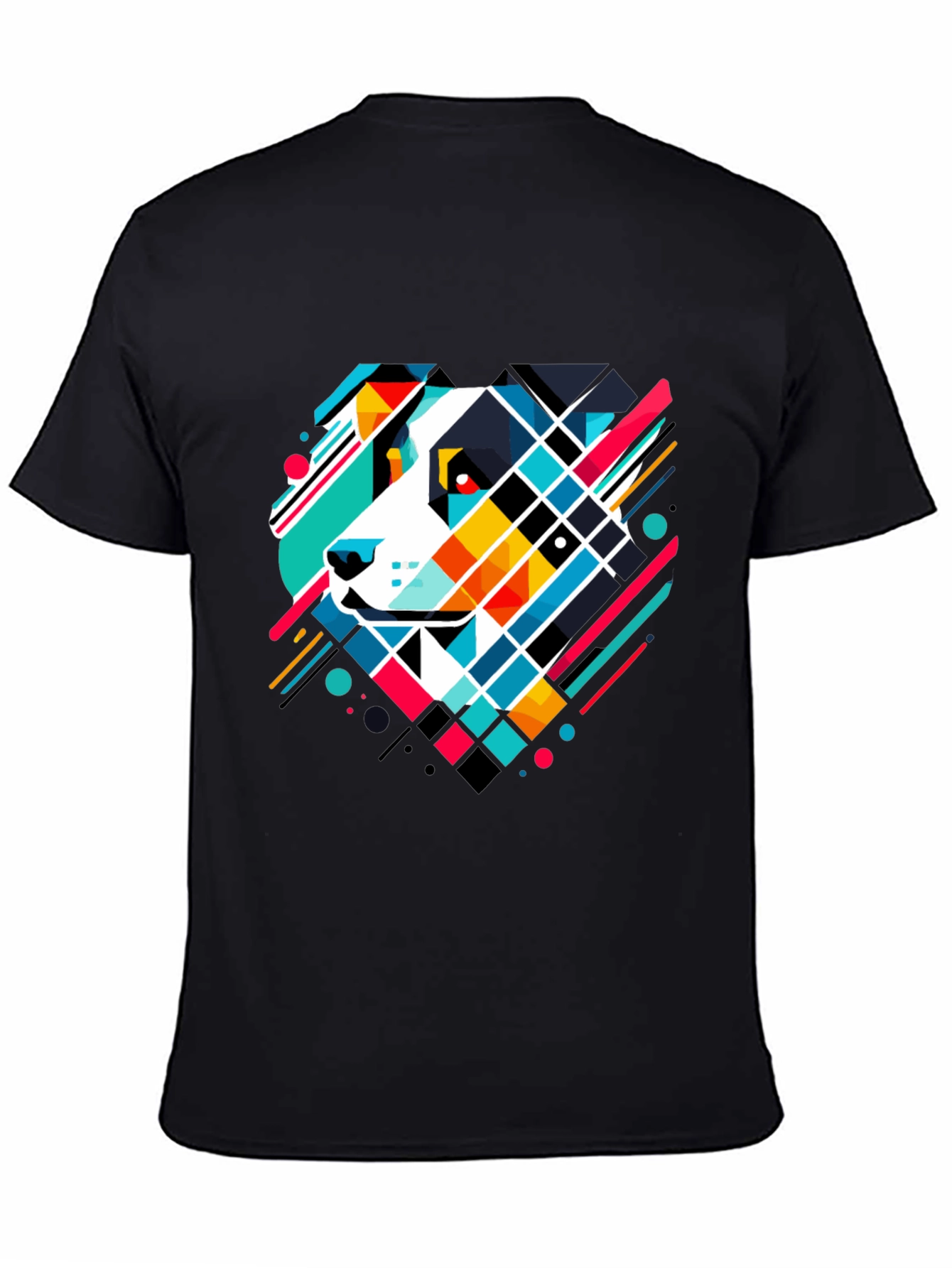 Geometric Dog Graphic Tee - Modern Art T-Shirt