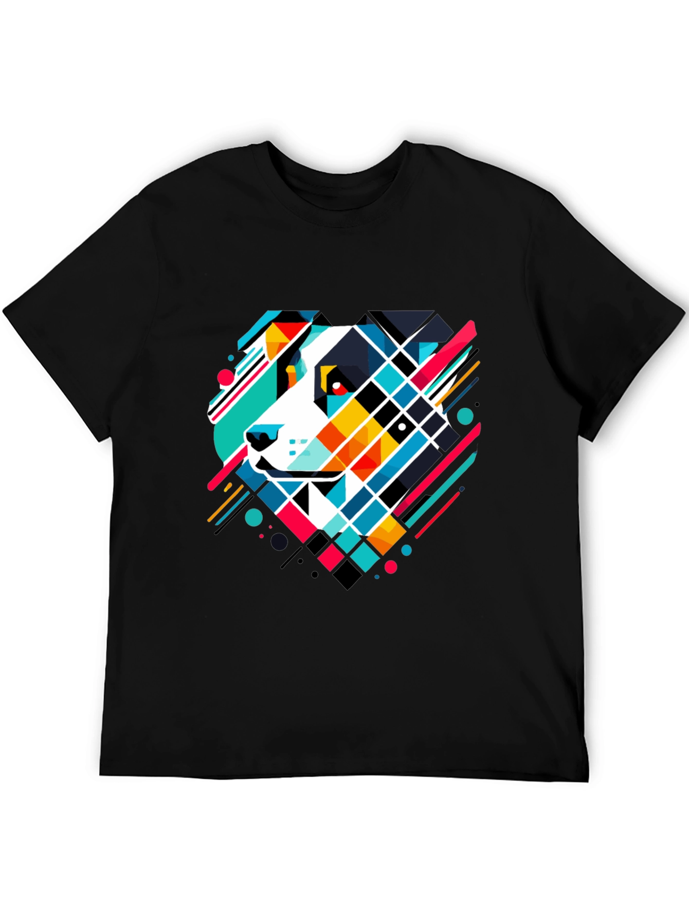 Geometric Dog Graphic Tee - Modern Art T-Shirt