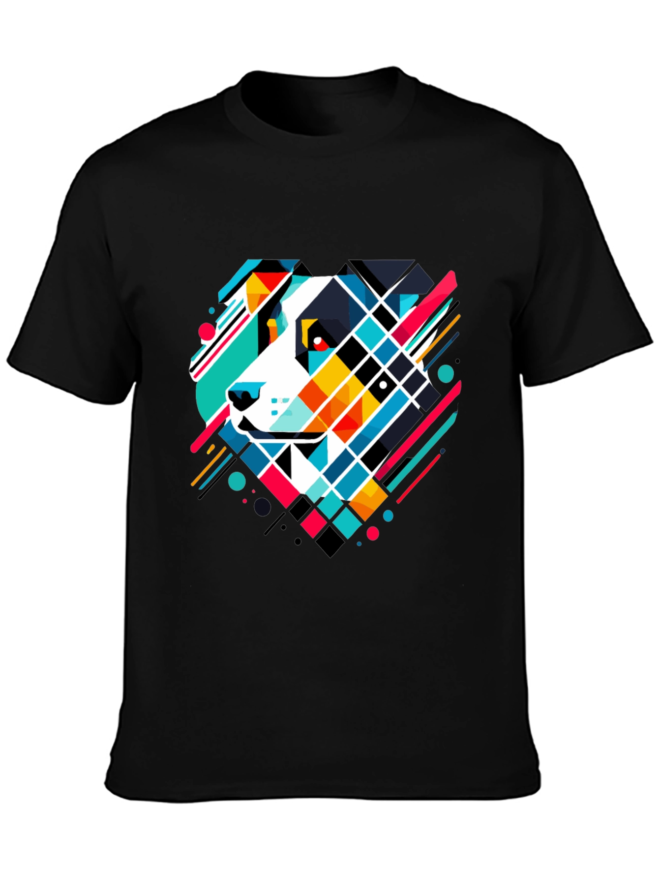 Geometric Dog Graphic Tee - Modern Art T-Shirt
