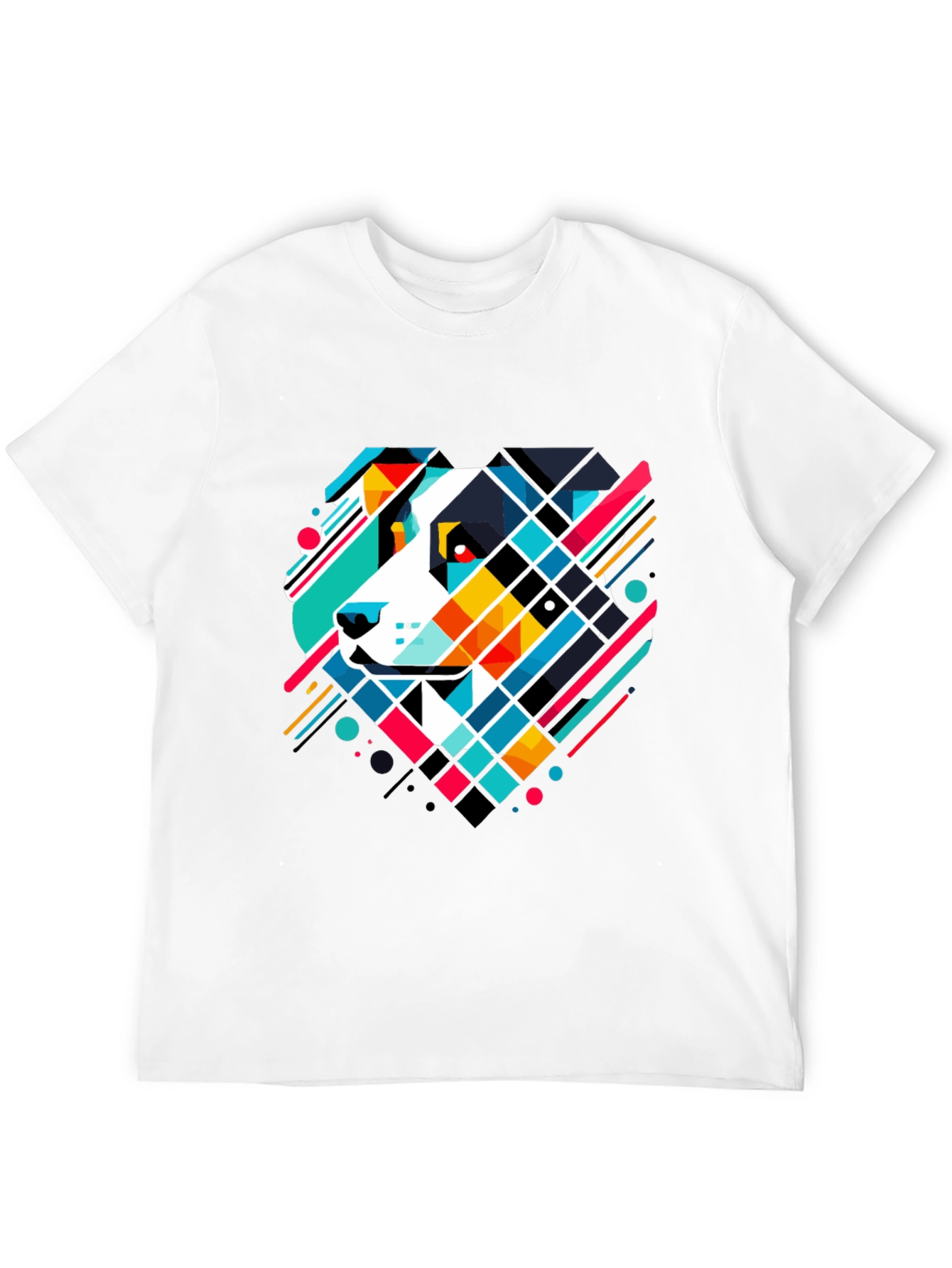 Geometric Dog Graphic Tee - Modern Art T-Shirt