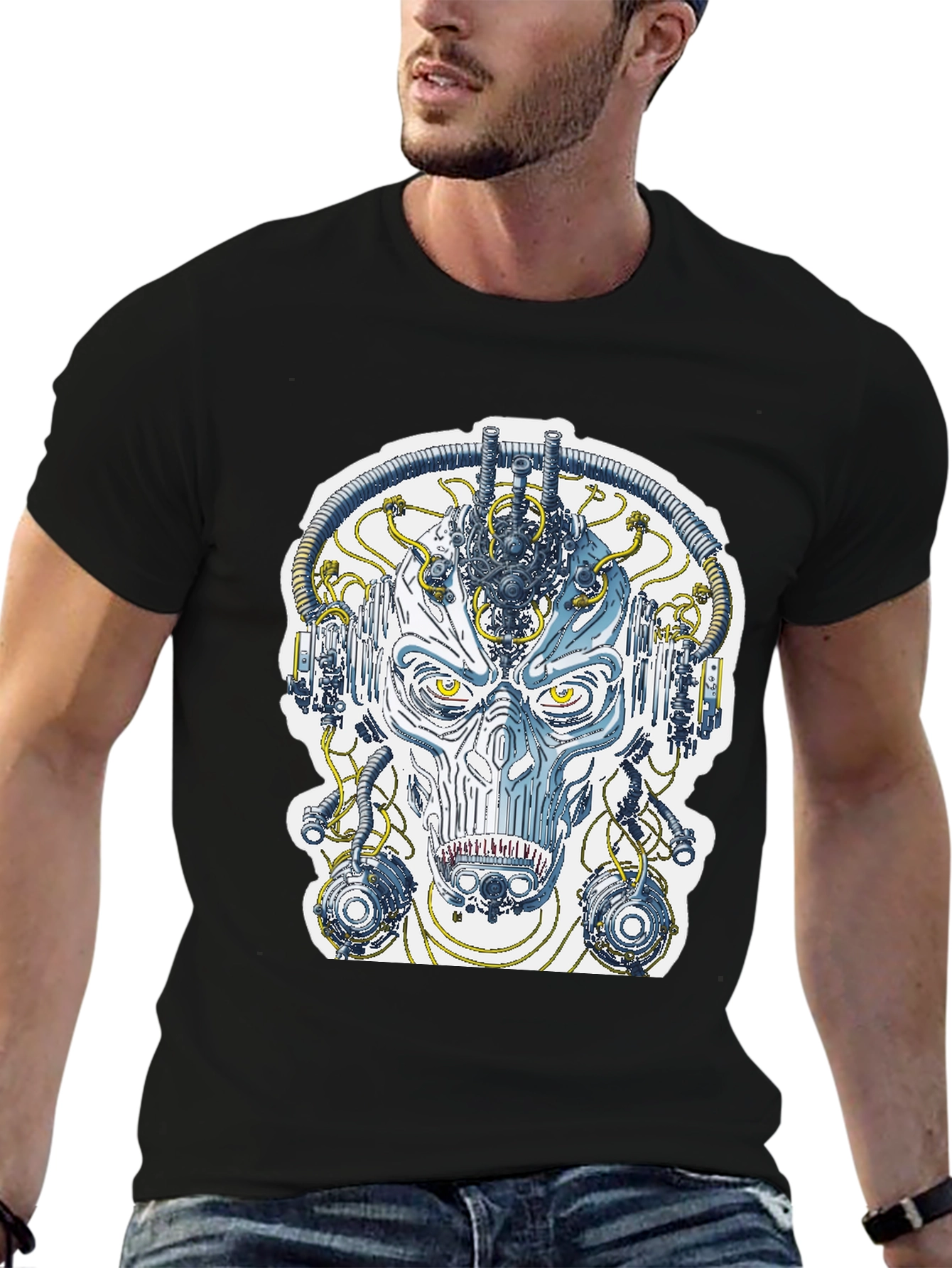 Cyberpunk Face T-Shirt - Sci-Fi Graphic Tee