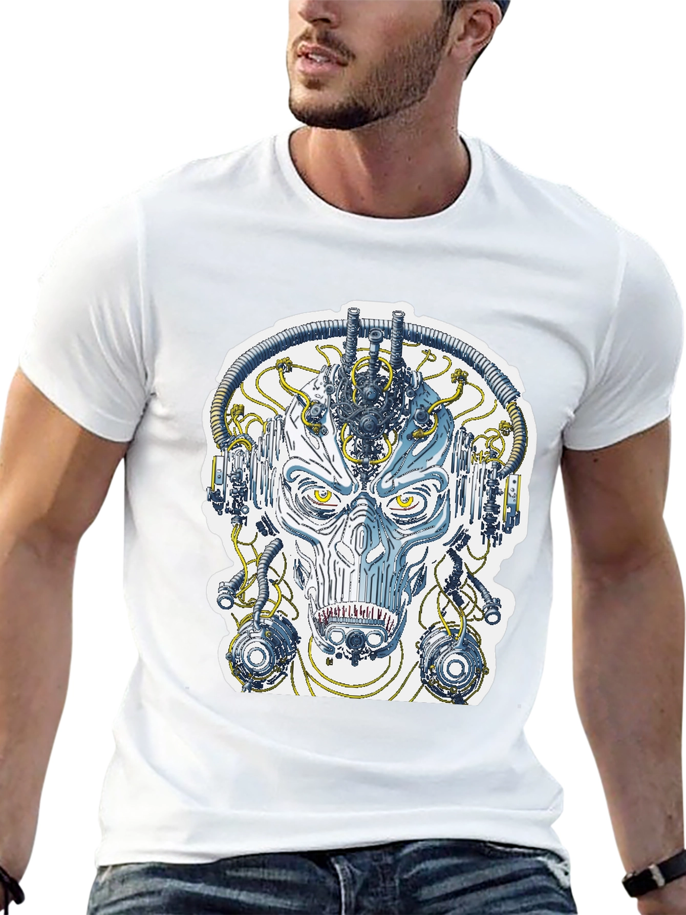 Cyberpunk Face T-Shirt - Sci-Fi Graphic Tee