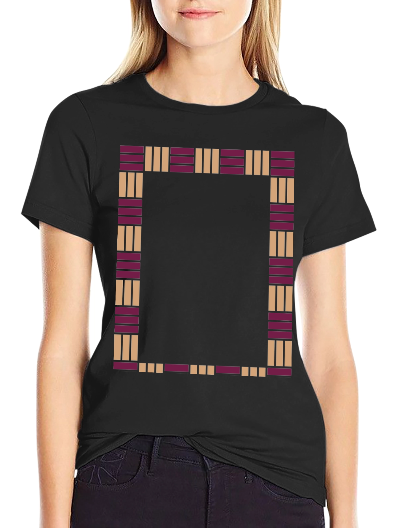 Patterned Frame Black T-Shirt