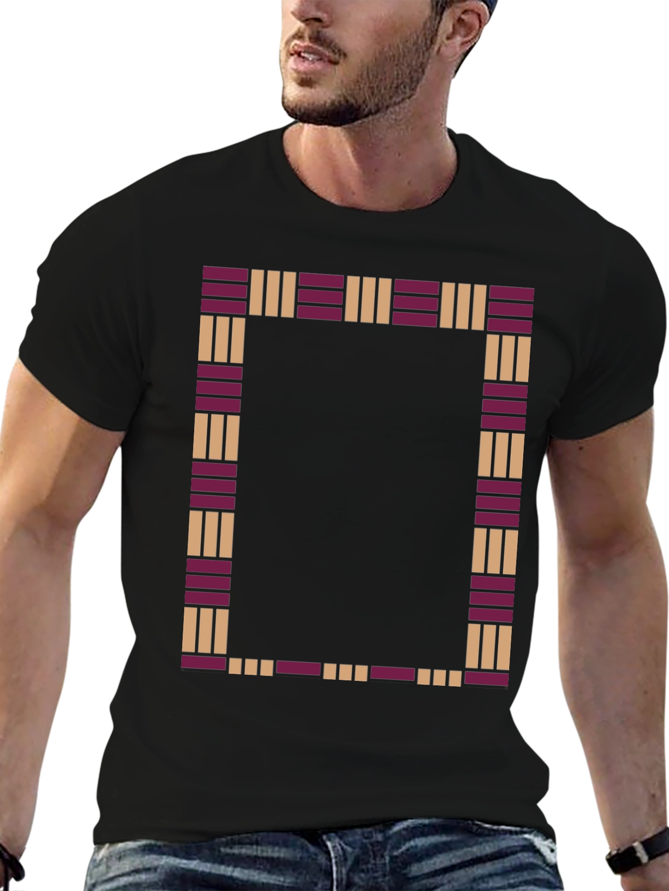 Patterned Frame Black T-Shirt