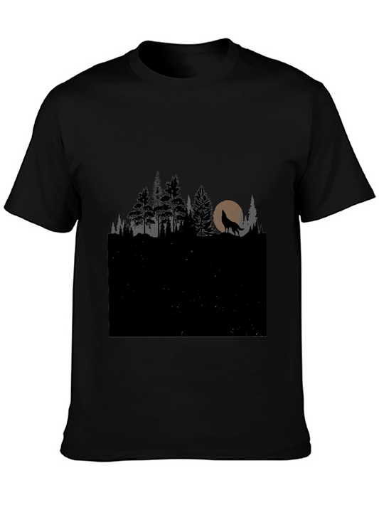 Wolf Howling at Moon in Forest T-Shirt