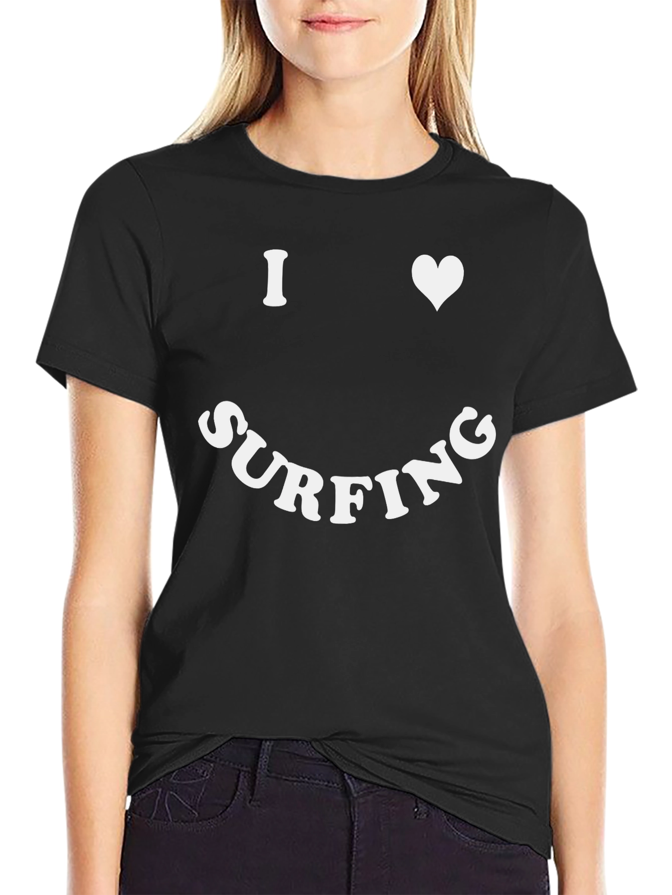 I Love Surfing Graphic Tee - Black