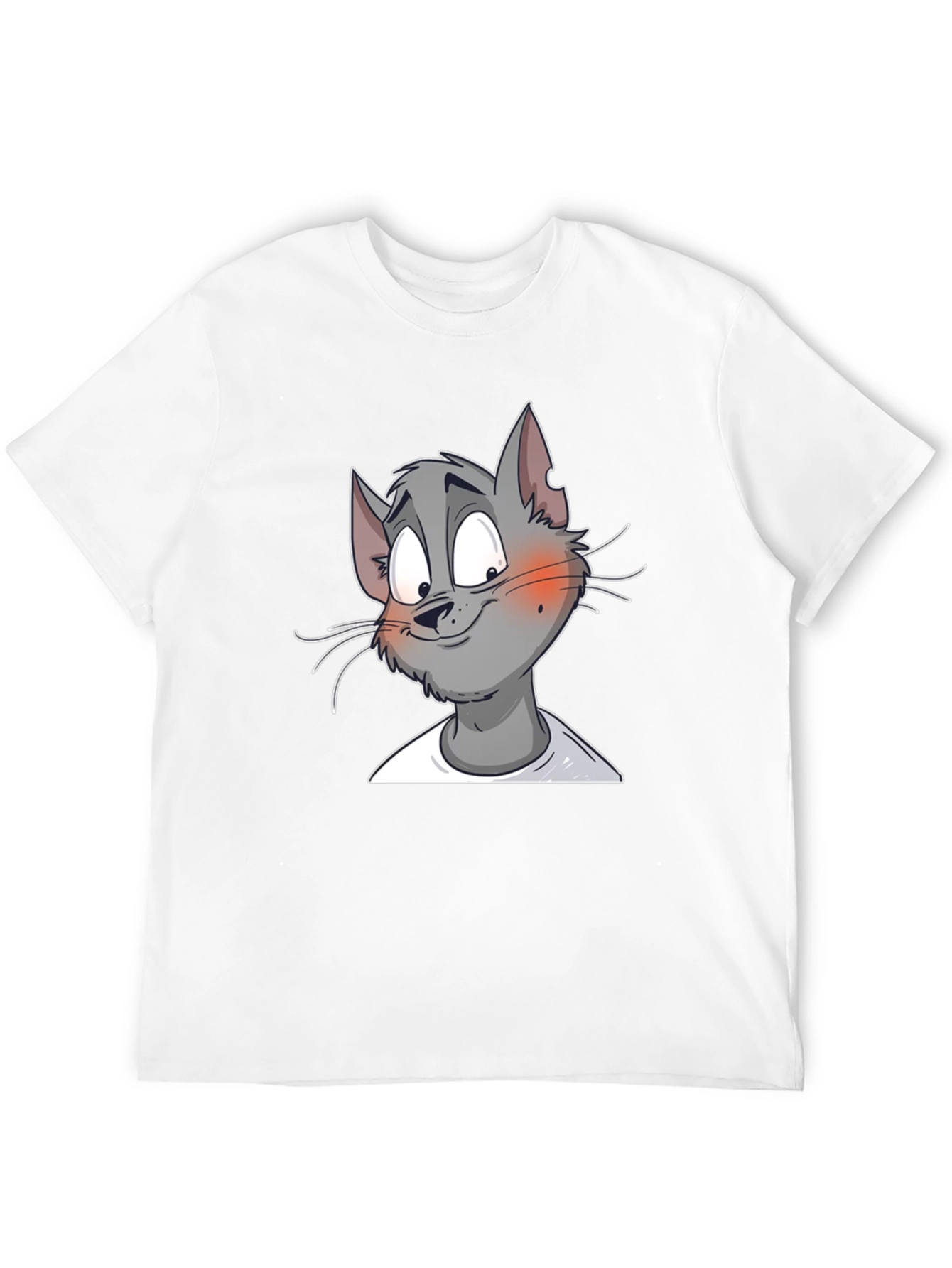 Cartoon Cat Graphic Print T-Shirt - Black