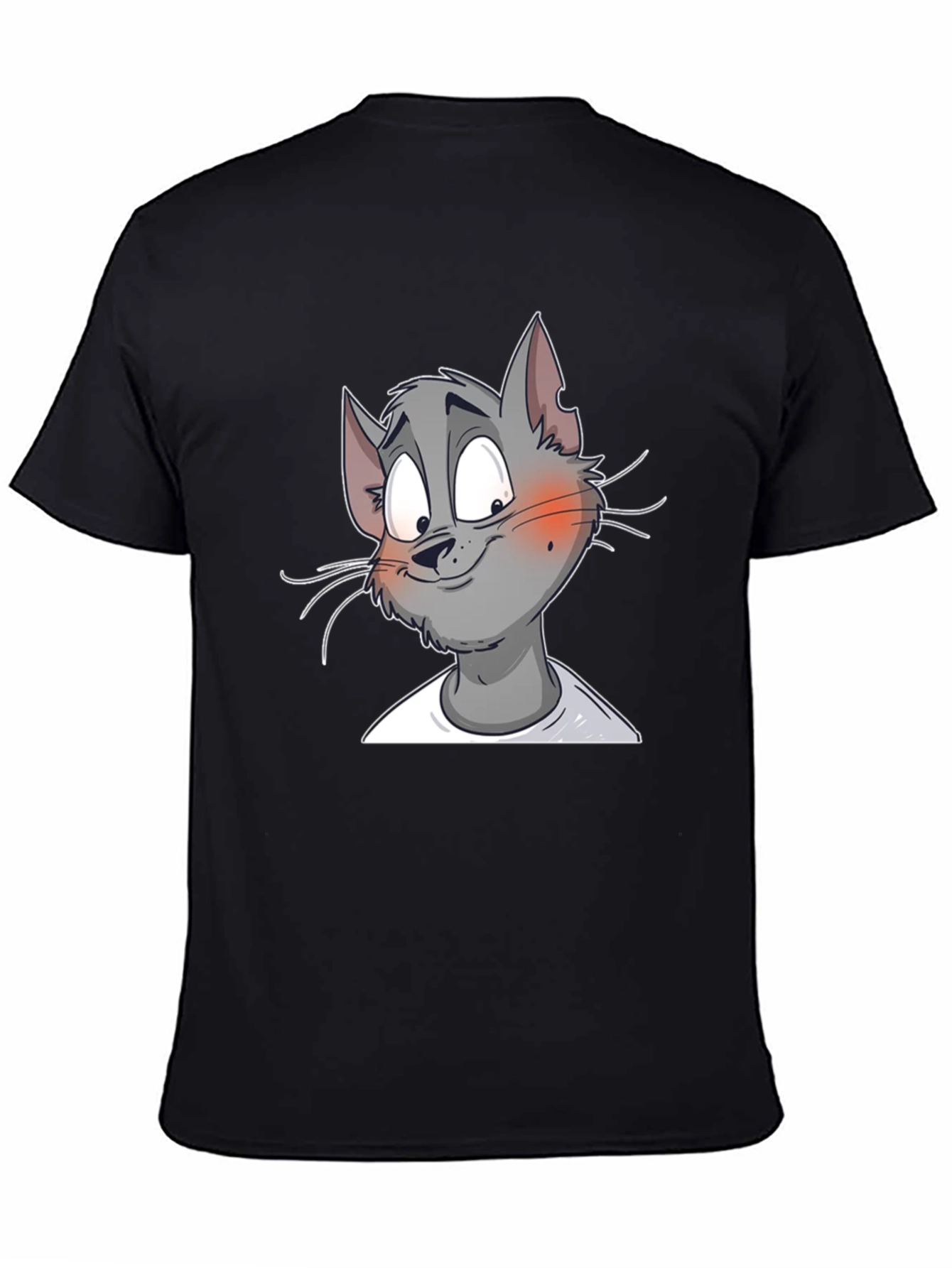 Cartoon Cat Graphic Print T-Shirt - Black