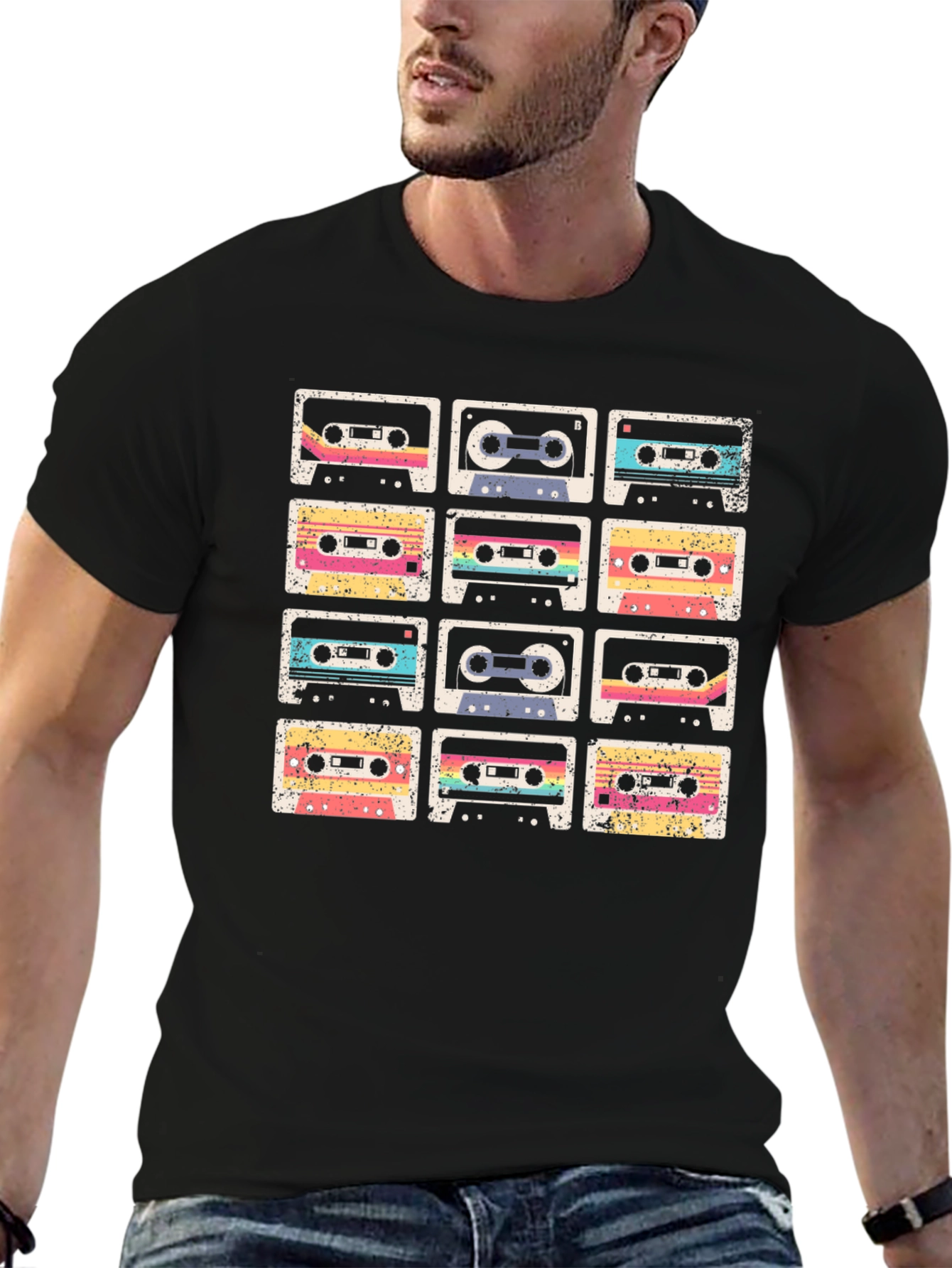 Retro Cassette Tape Grid Graphic Tee