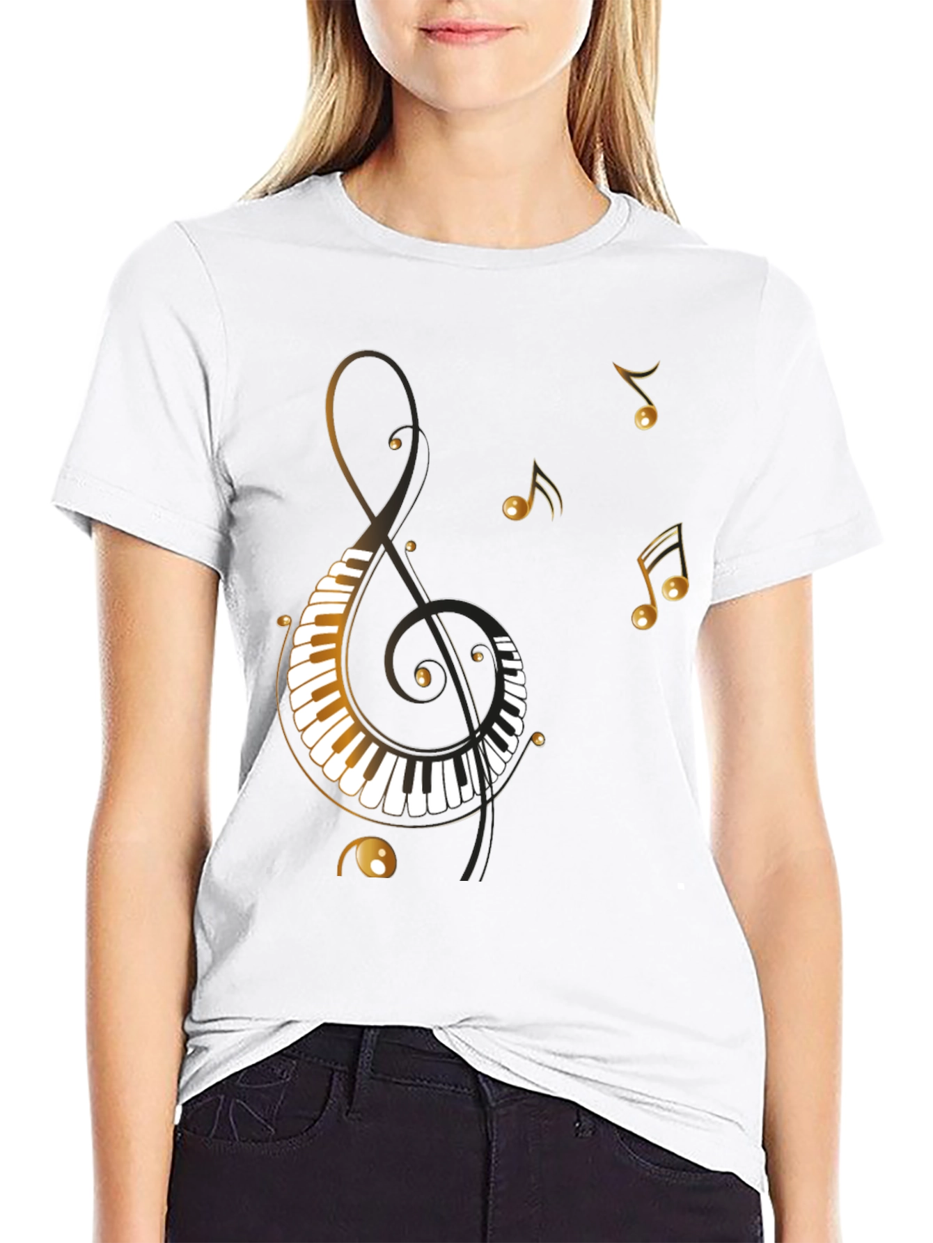 Musical Notes Piano Clef Graphic T-Shirt