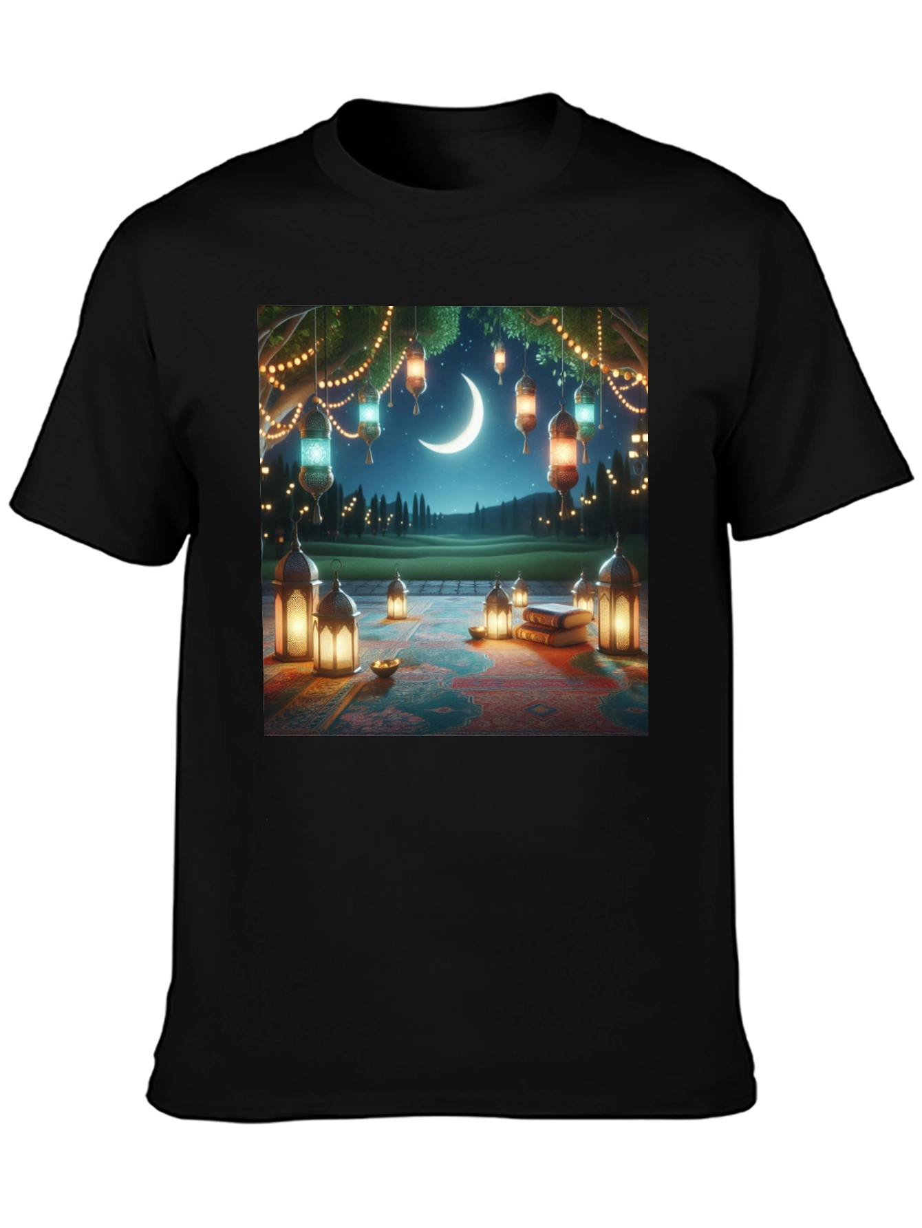 Ramadan Night T-Shirt - Crescent Moon Lanterns