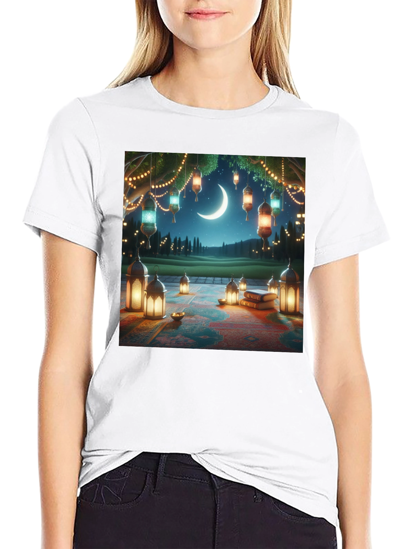 Ramadan Night T-Shirt - Crescent Moon Lanterns