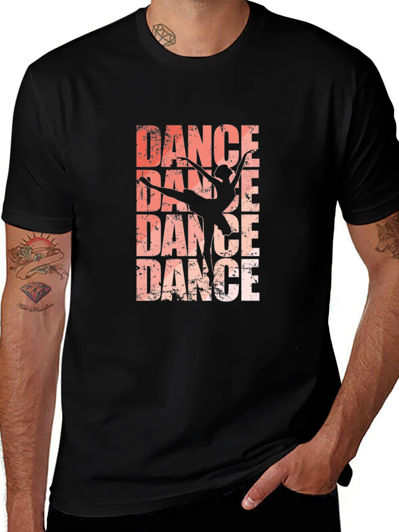 Dance Silhouette Graphic Tee - Black Cotton T-Shirt